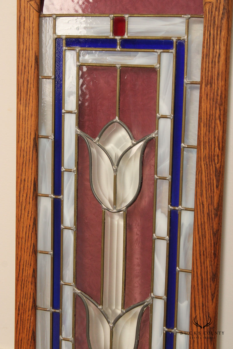 Arts and Crafts Style Stained Glass Transom Window