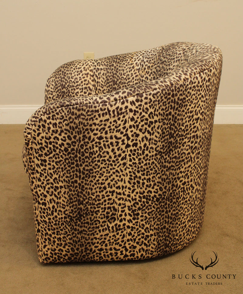 Palm Furniture Systems Mid Century Modern Pair of Cheetah Print Club Chairs