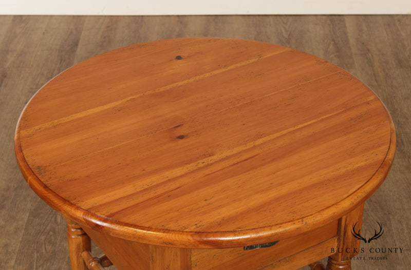 Eddy West Round Pine One Drawer Side Table