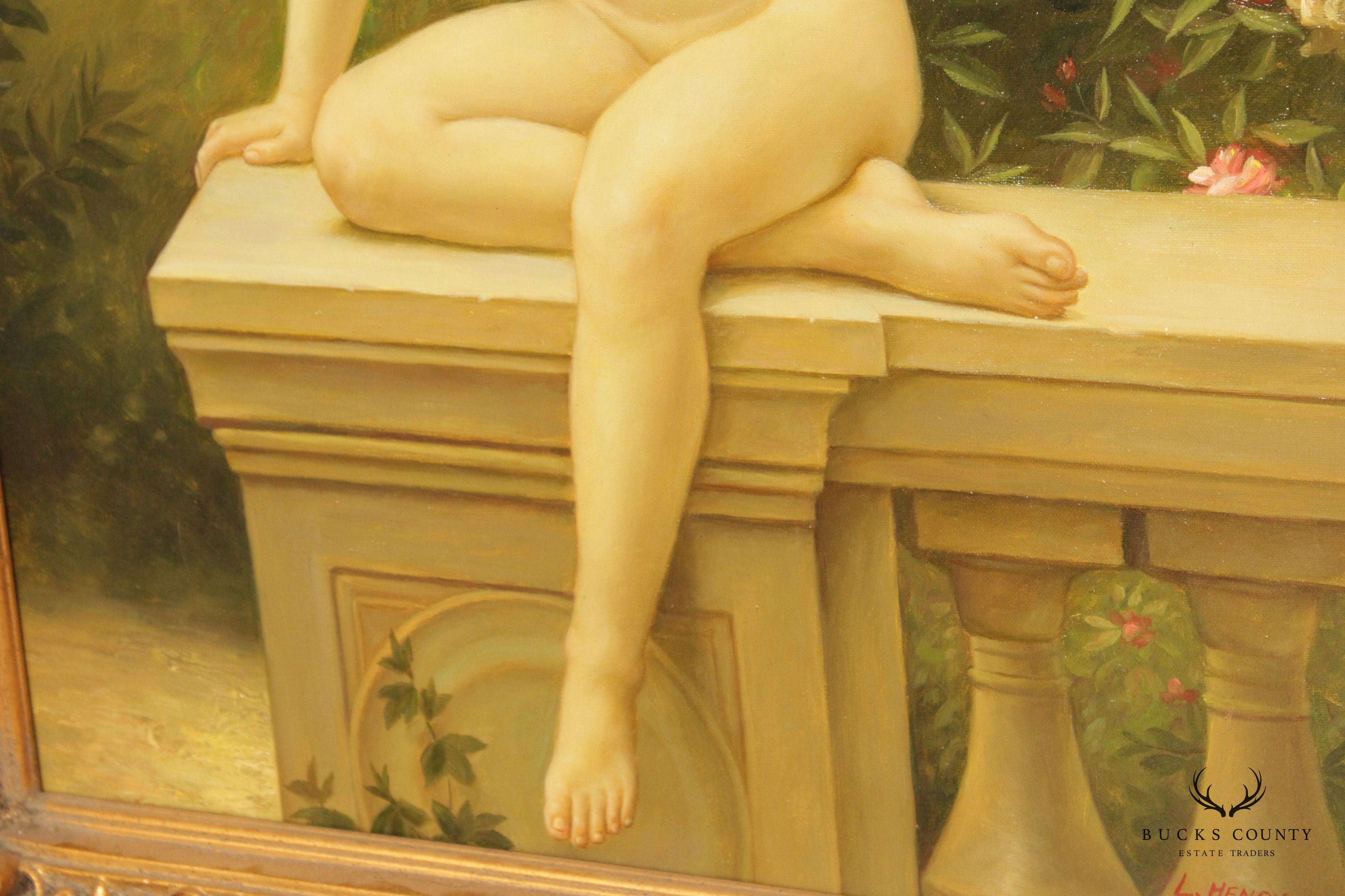 Classical Style 'Cupid' Oil Painting, After William Adolphe Bouguereau