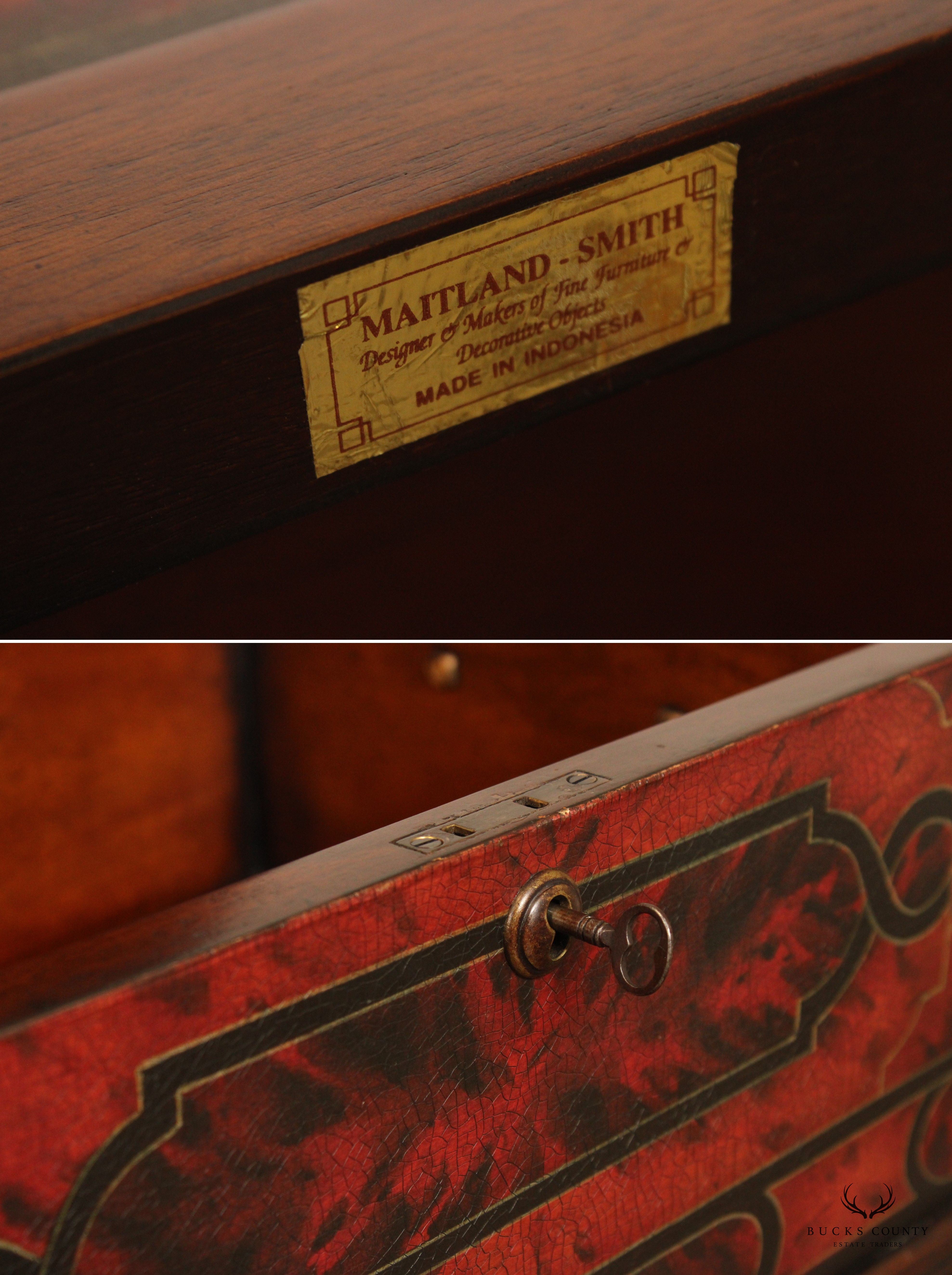 Maitland Smith Georgian Style Lacquered Chest on Stand