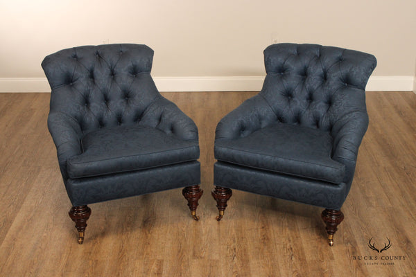 Century Furniture English Traditional Pair of Tufted Armchairs