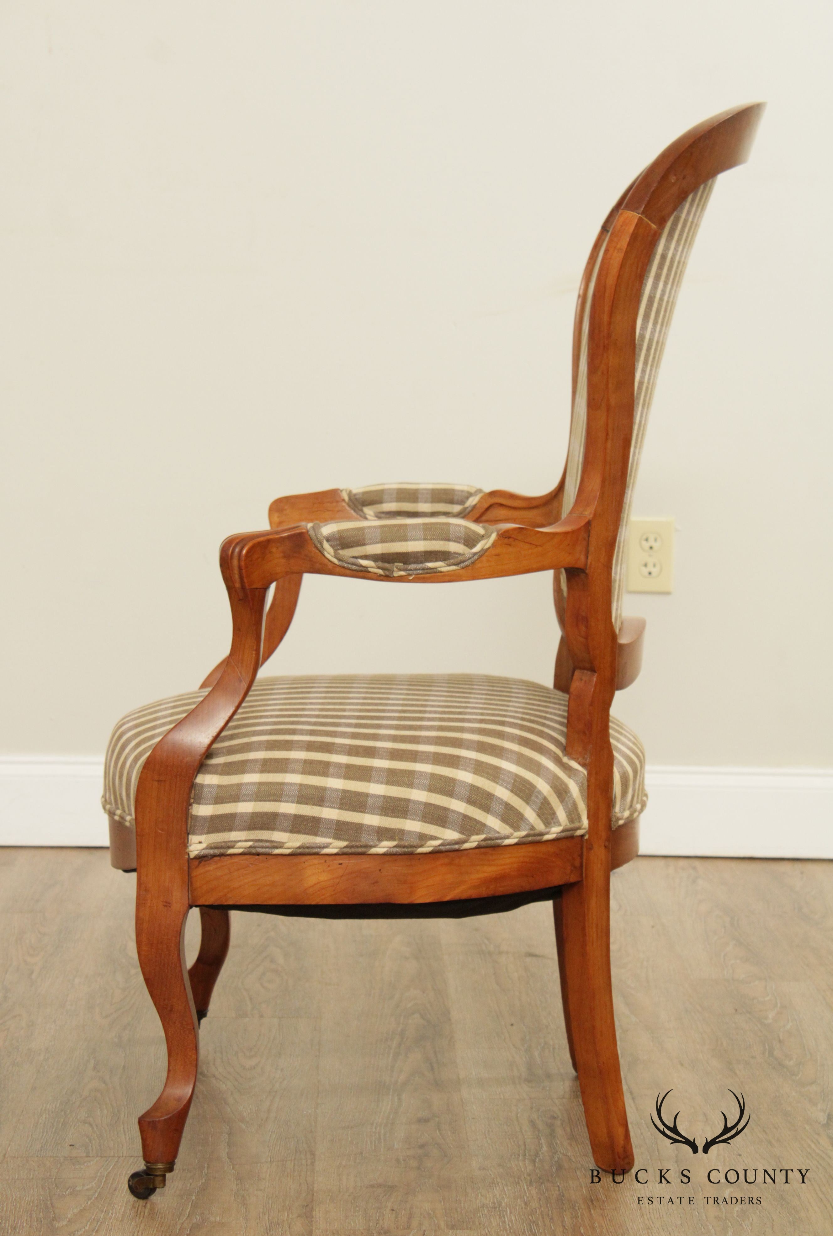 Antique Italian Walnut Spoon Back Armchair