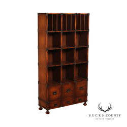 Theodore Alexander Campaign Style Leather Wrapped Bookcase