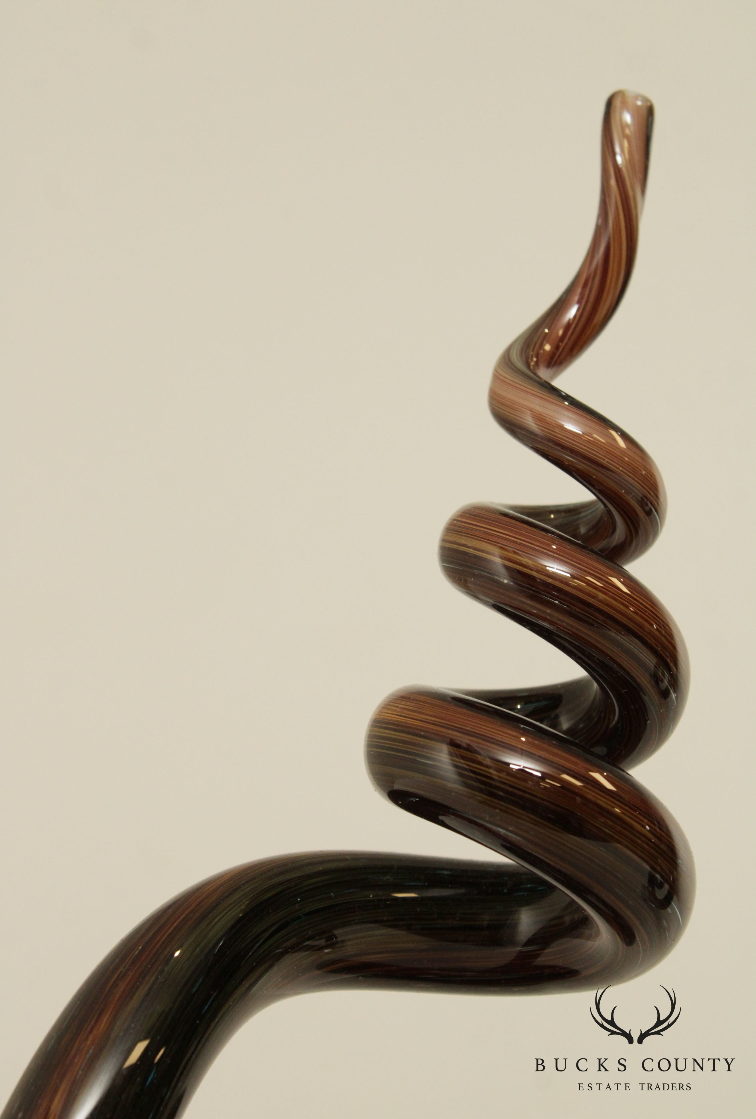 Quality Pair Murano Art Glass Spiral Sculptures