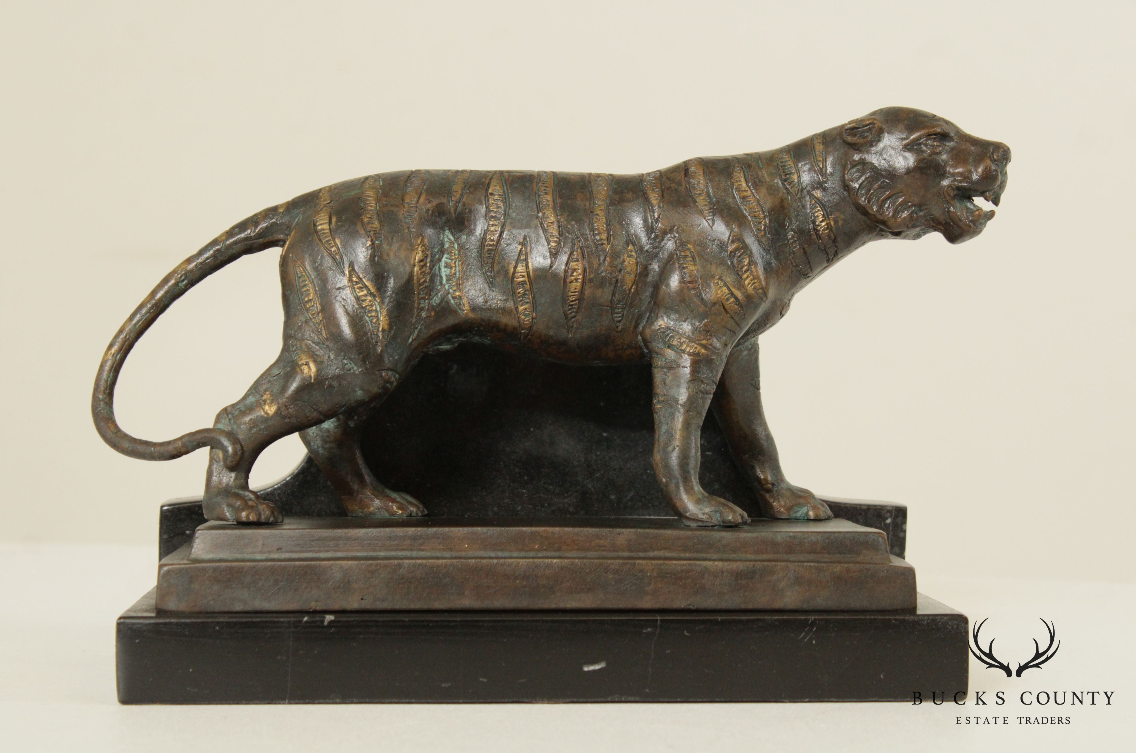 Maitland Smith Bronze Tiger Bookend