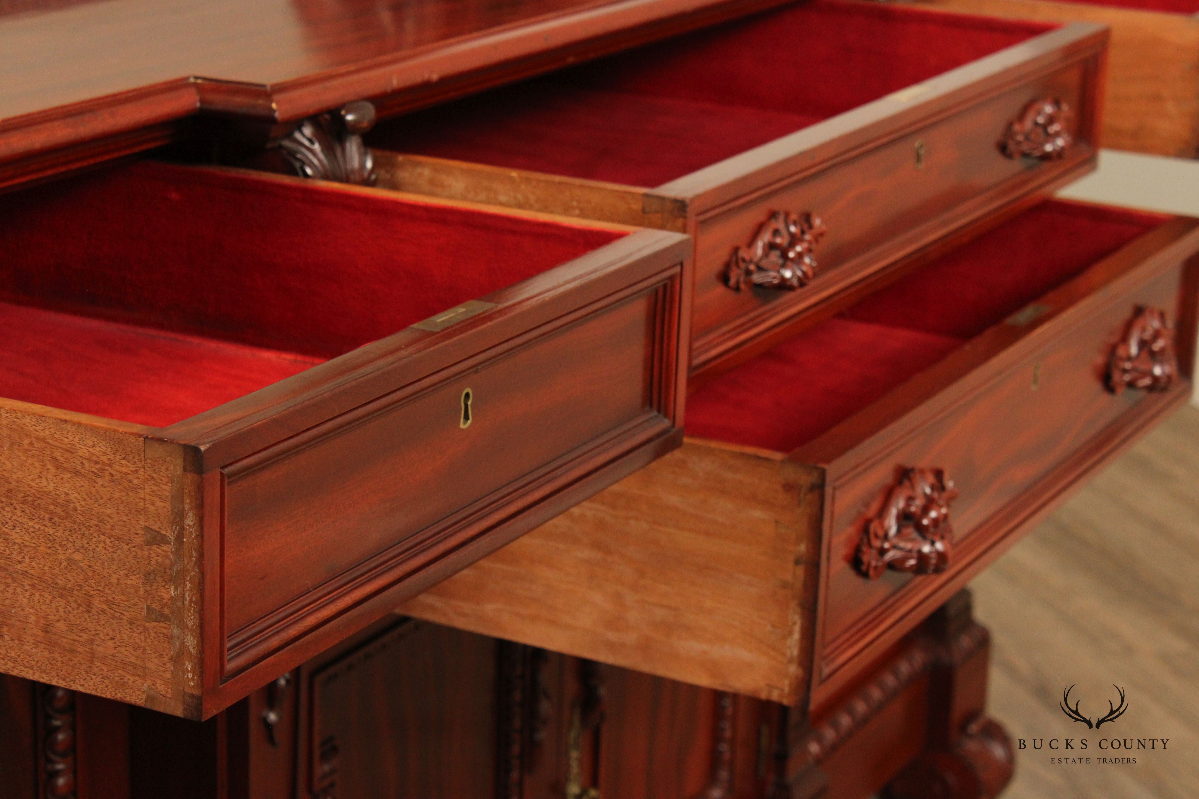 Renaissance Revival Carved Mahogany Sideboard with Mirror