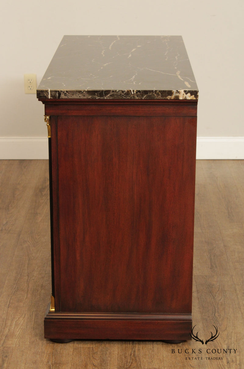Henkel Harris Empire Style Mahogany Marble Top Chest of Drawers