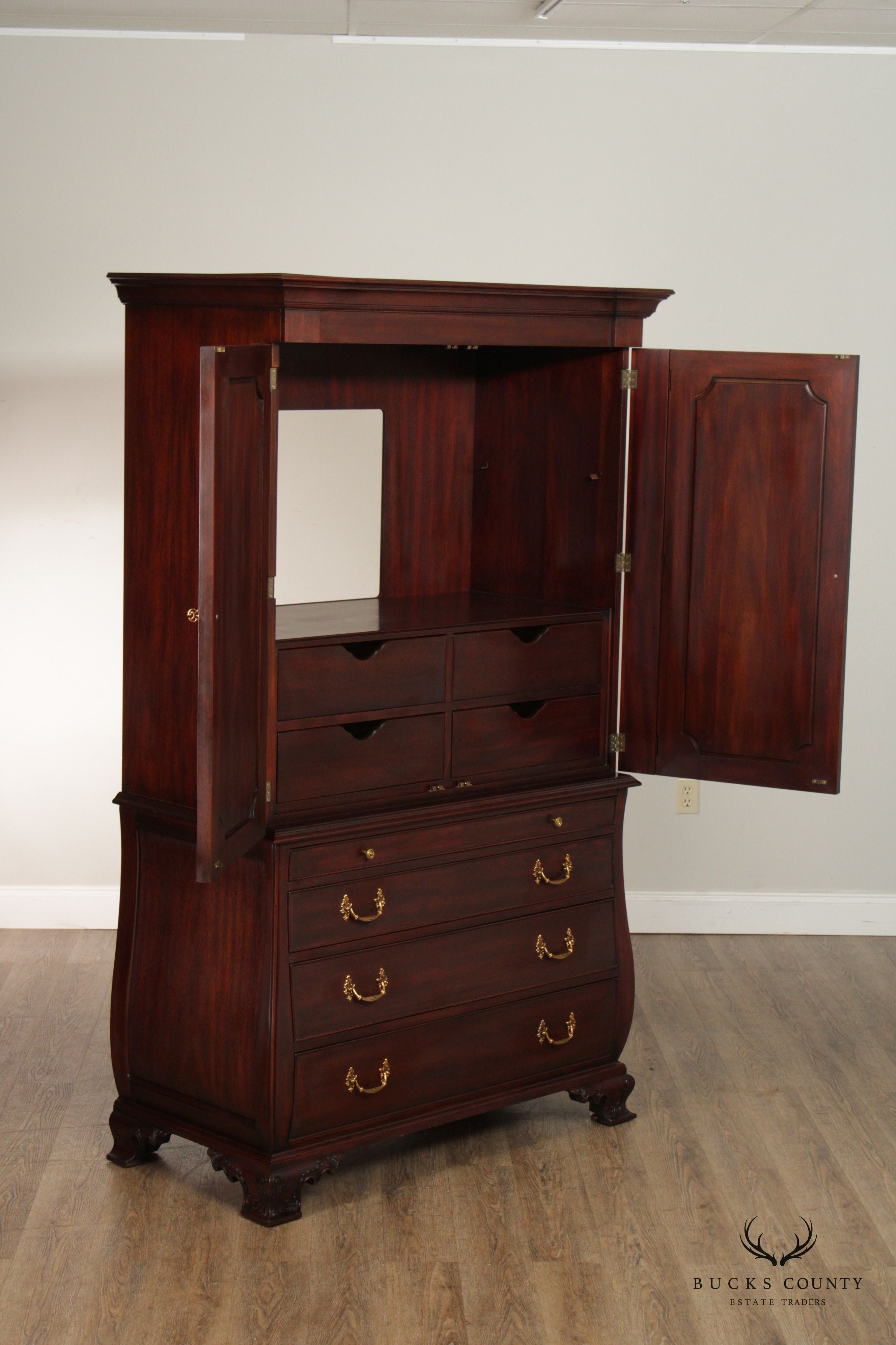 Henkel Harris Mahogany Bombe Armoire Cabinet