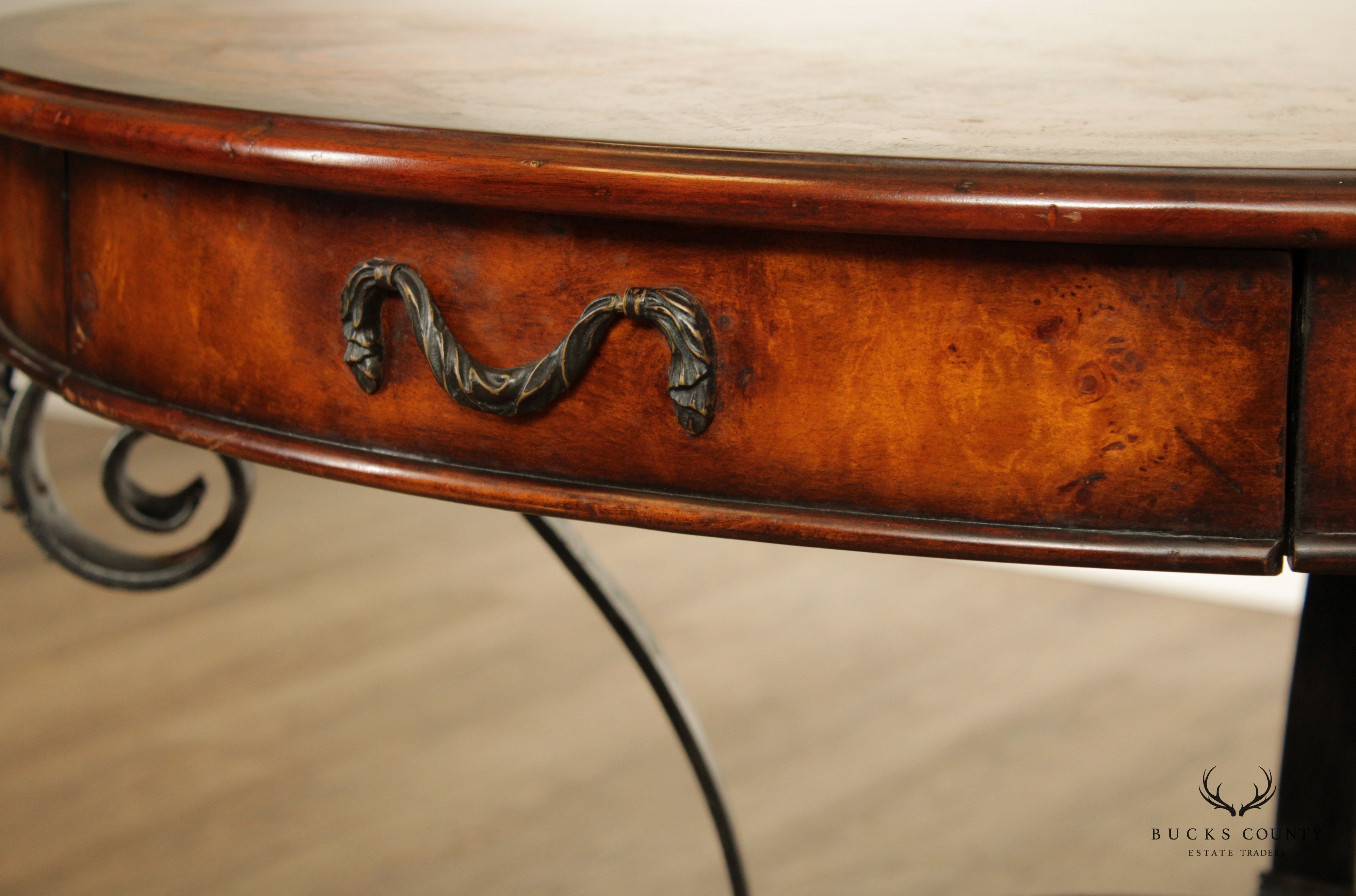 Theodore Alexander Caryatid Iron & Marquetry Top Center Table