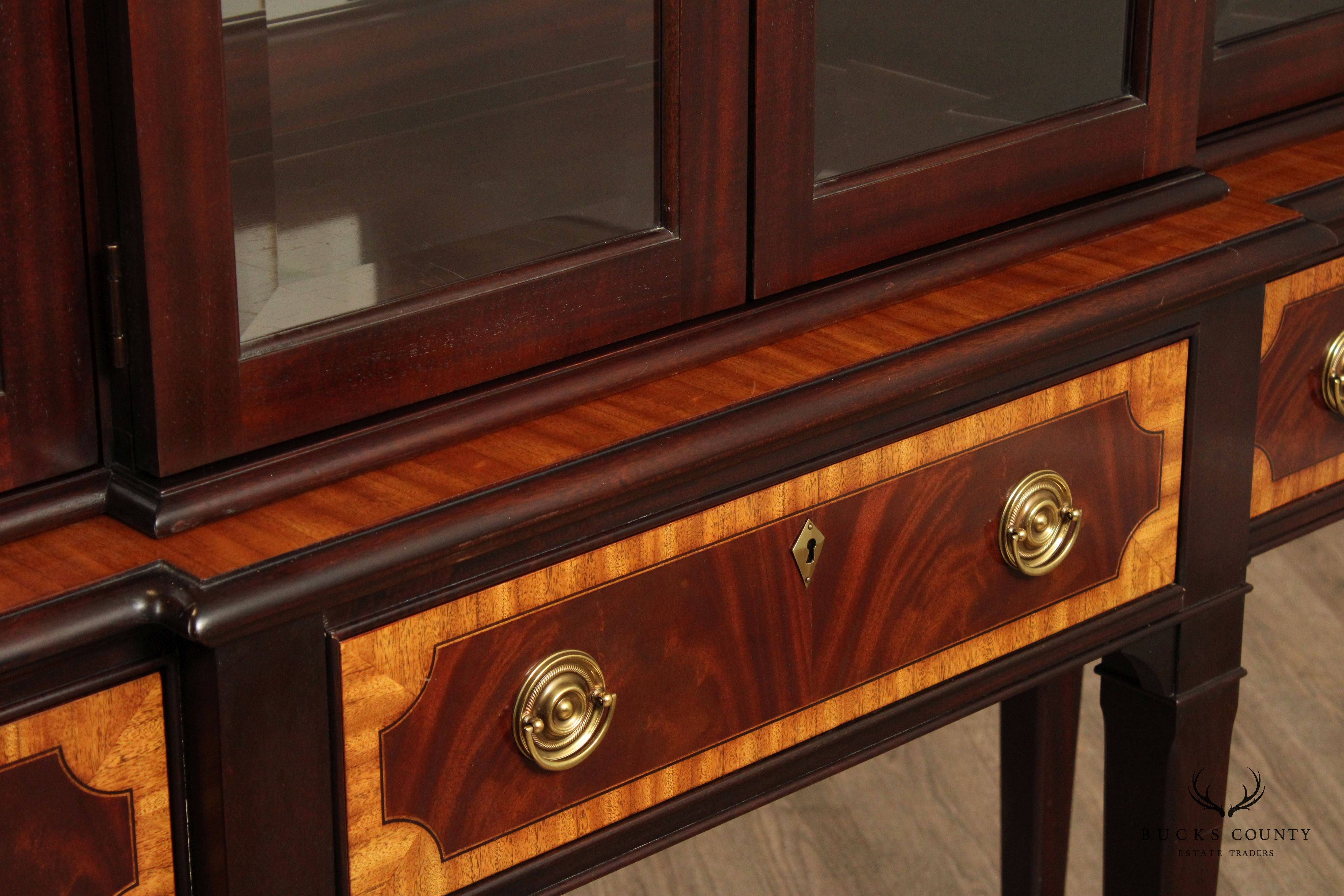 Hickory White Federal Style Inlaid Mahogany Display Cabinet