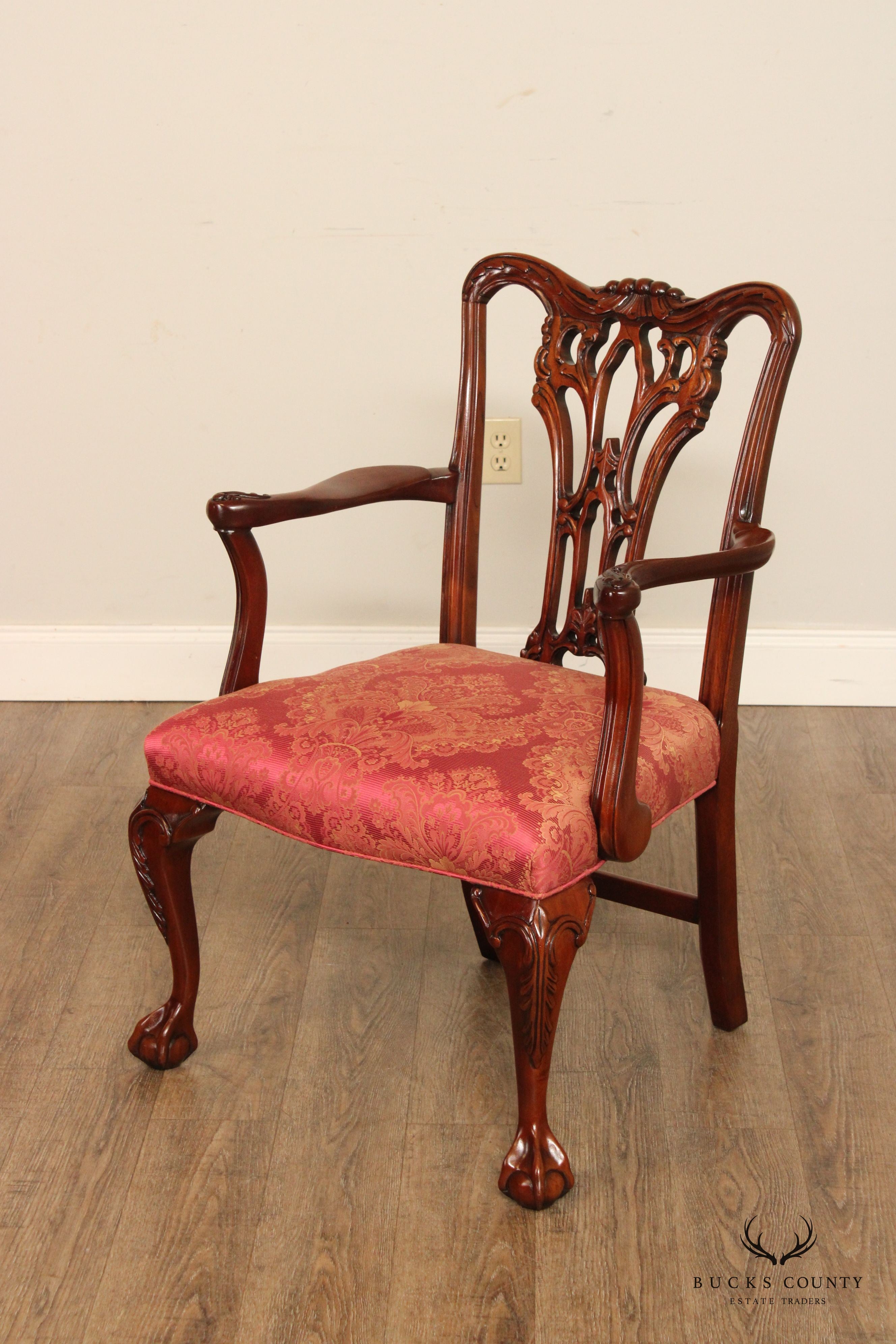 Wellington Hall Chippendale Style Set Eight Mahogany Dining Chairs