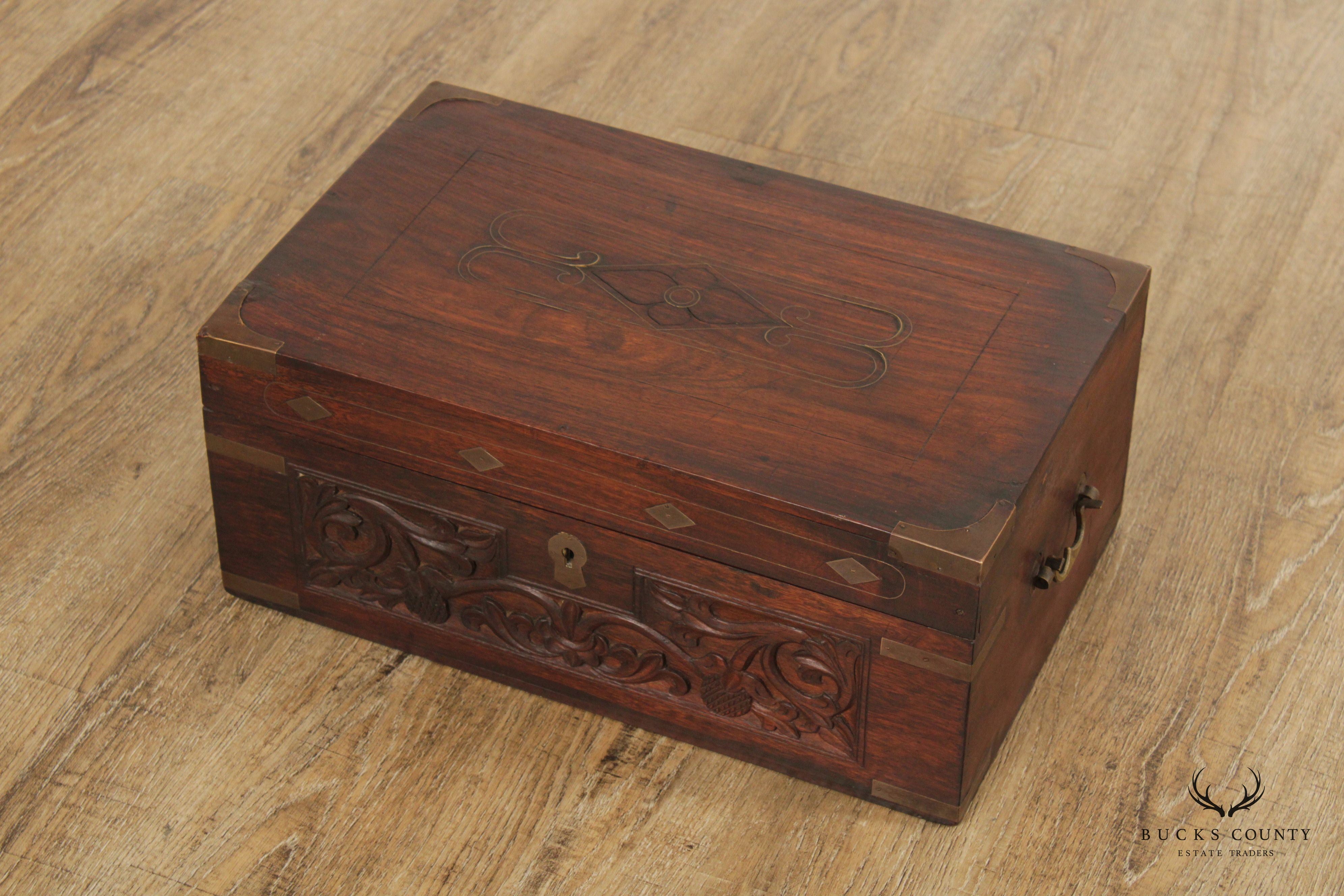 Antique 19th Century Anglo Indian Rosewood Travel Desk