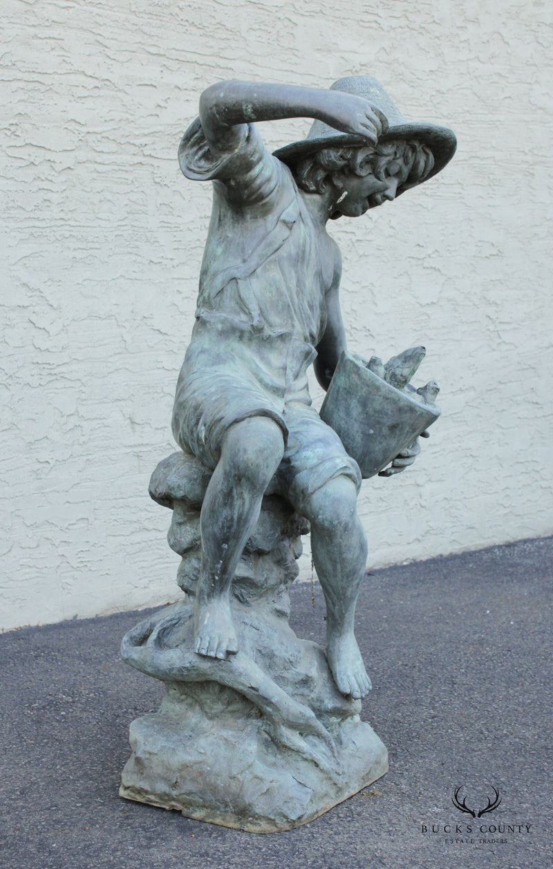 Child Holding Jug Bronze Outdoor Garden Fountain Sculpture