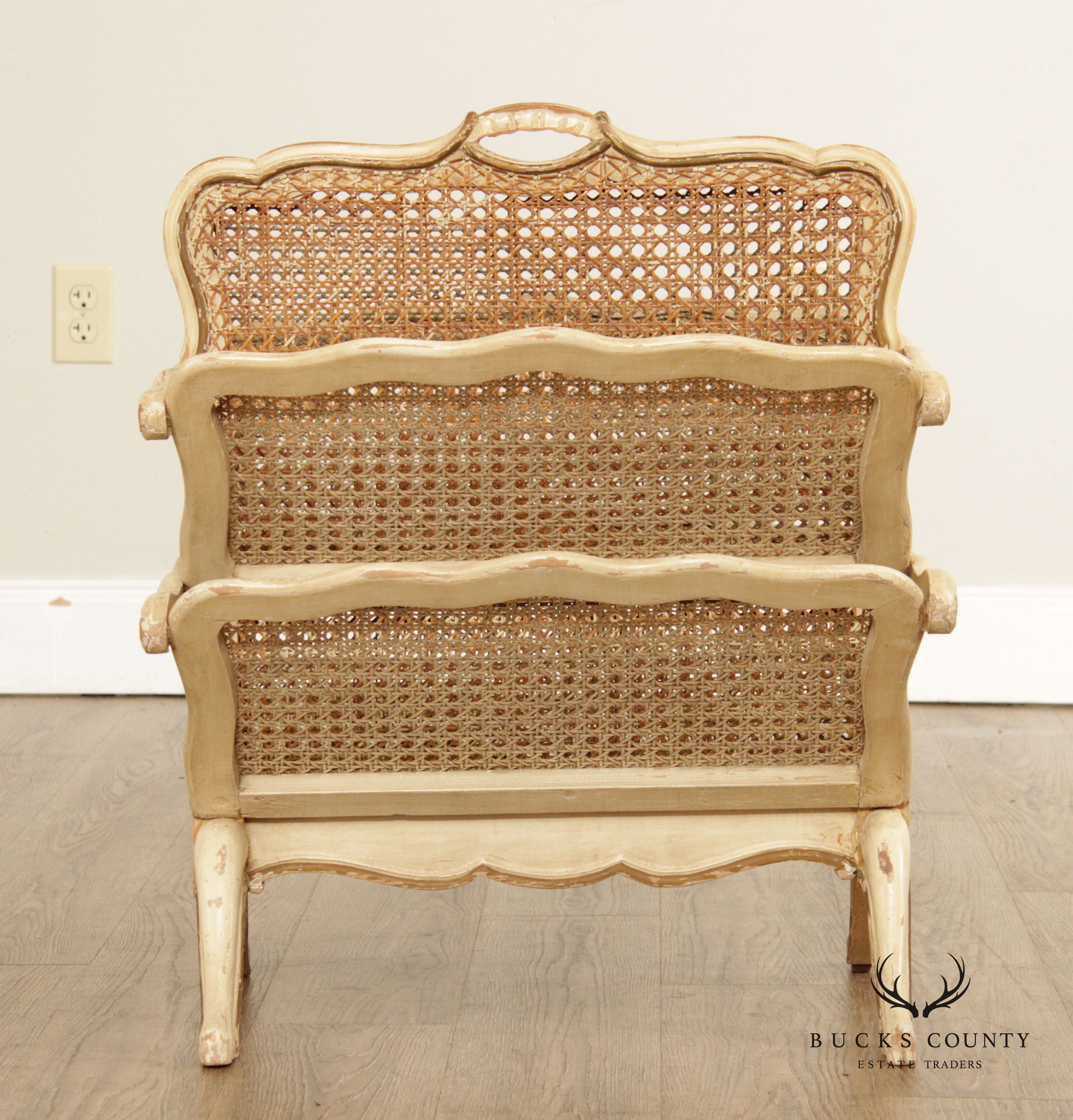 Vintage Louis XV Style Cane Magazine Rack