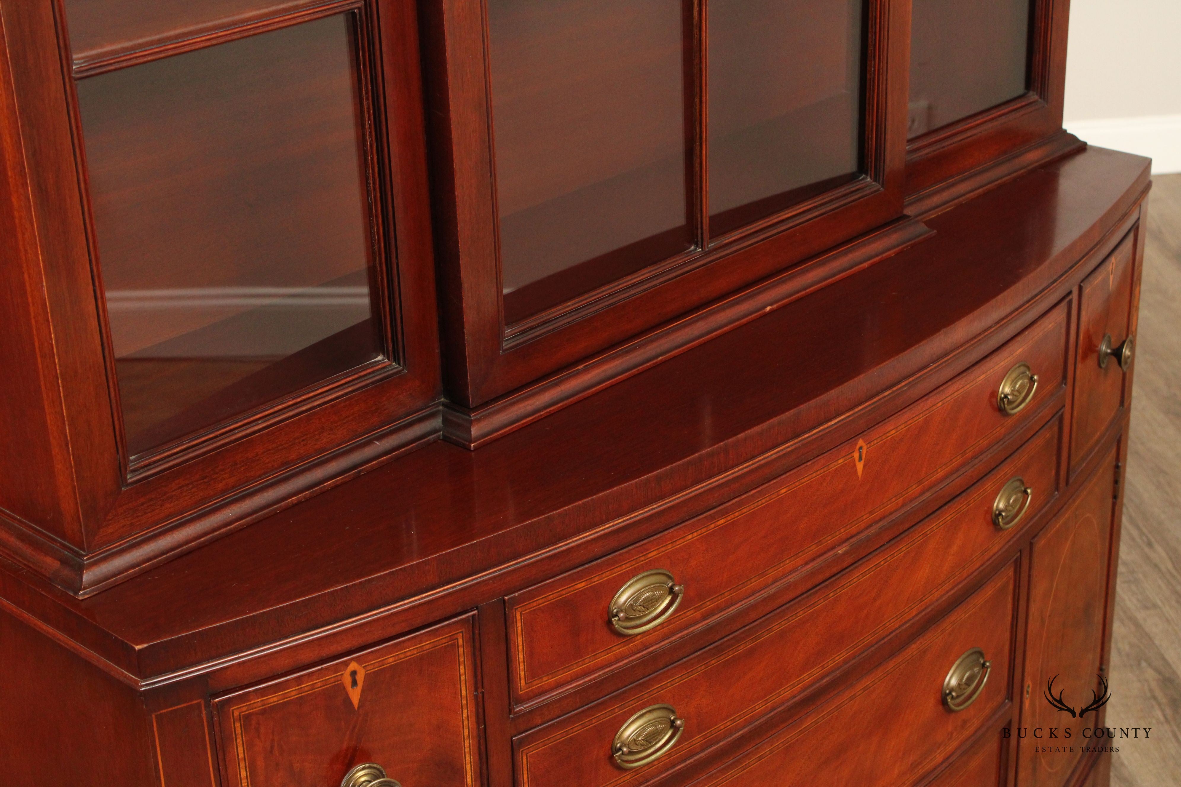 Federal Style Inlaid Mahogany China Cabinet Bookcase