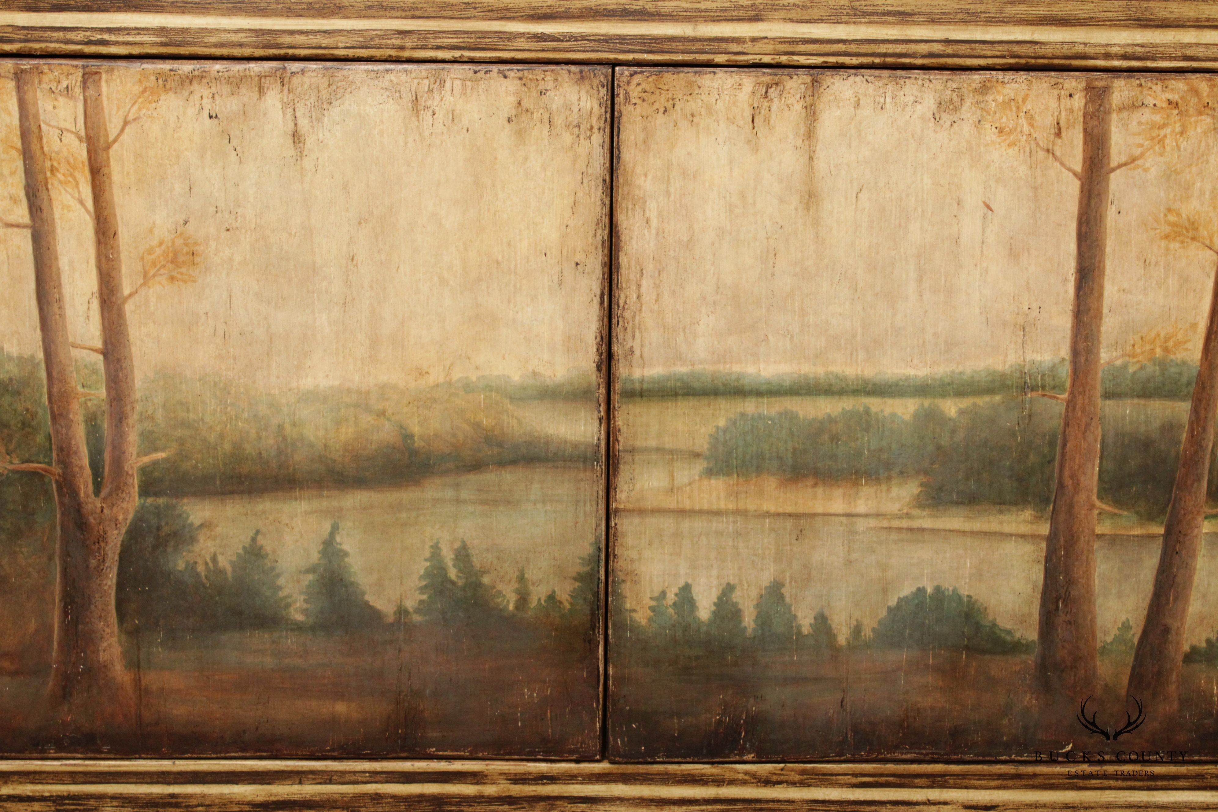 William Switzer 'Piedmonte' Landscape Painted Sideboard Cabinet