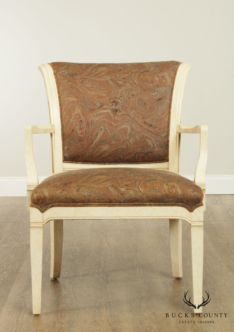 Century Postmodern Faux Painted Custom Upholstered Pair Armchairs