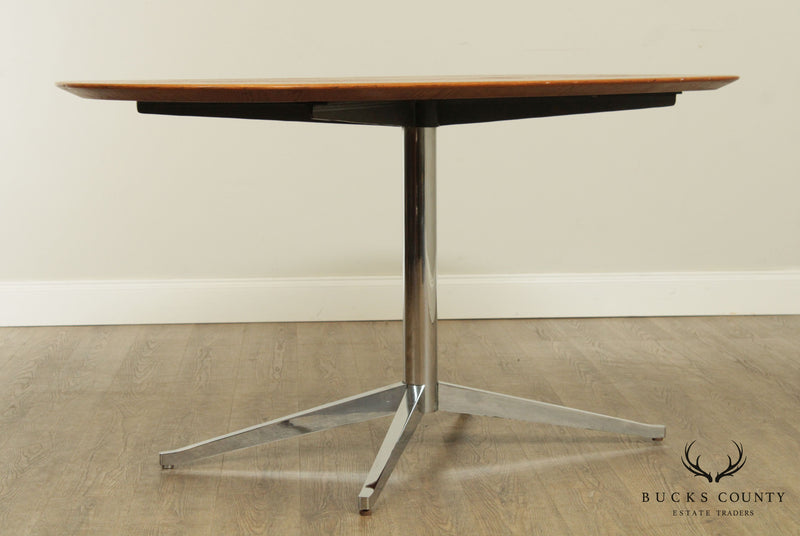 Knoll Oval Walnut and Chrome Table