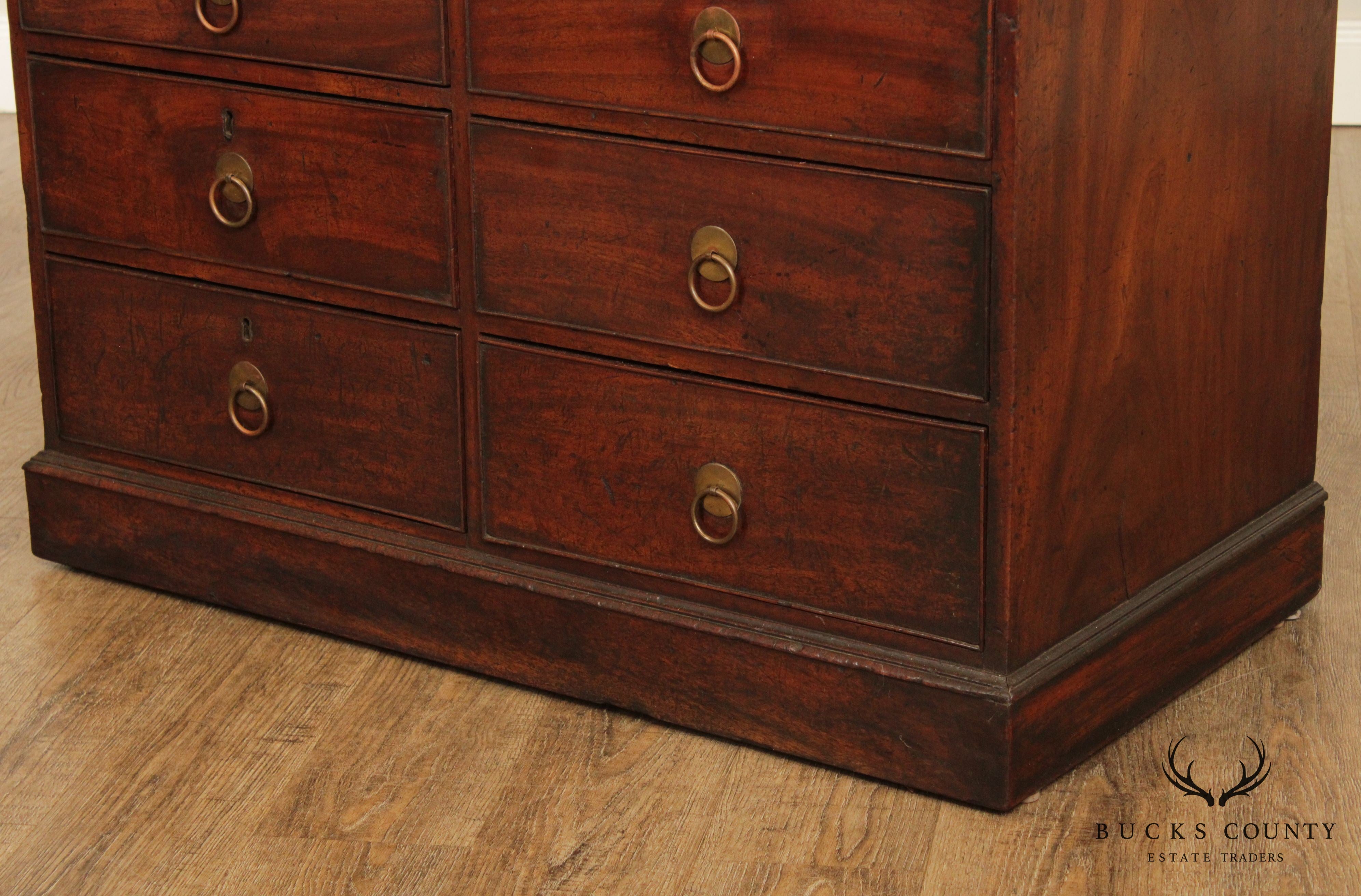 Antique English Mahogany Regency Period Leather Top Chest of Drawers