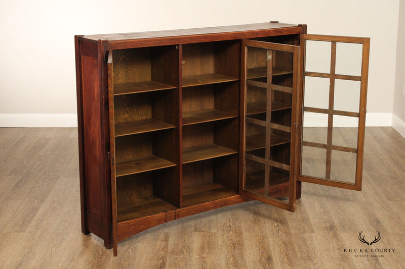 Lifetime Furniture Antique Mission Oak Three Door Bookcase