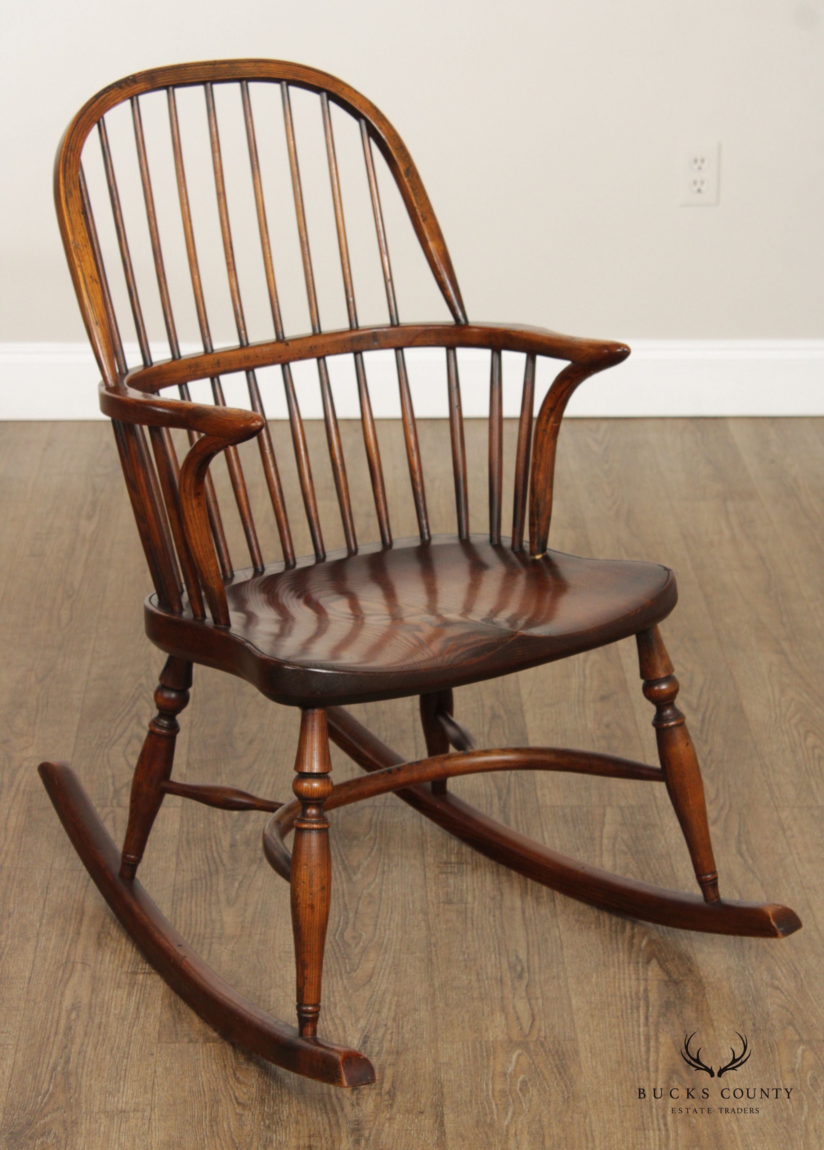 English Yew Wood Sack Back Windsor Rocker