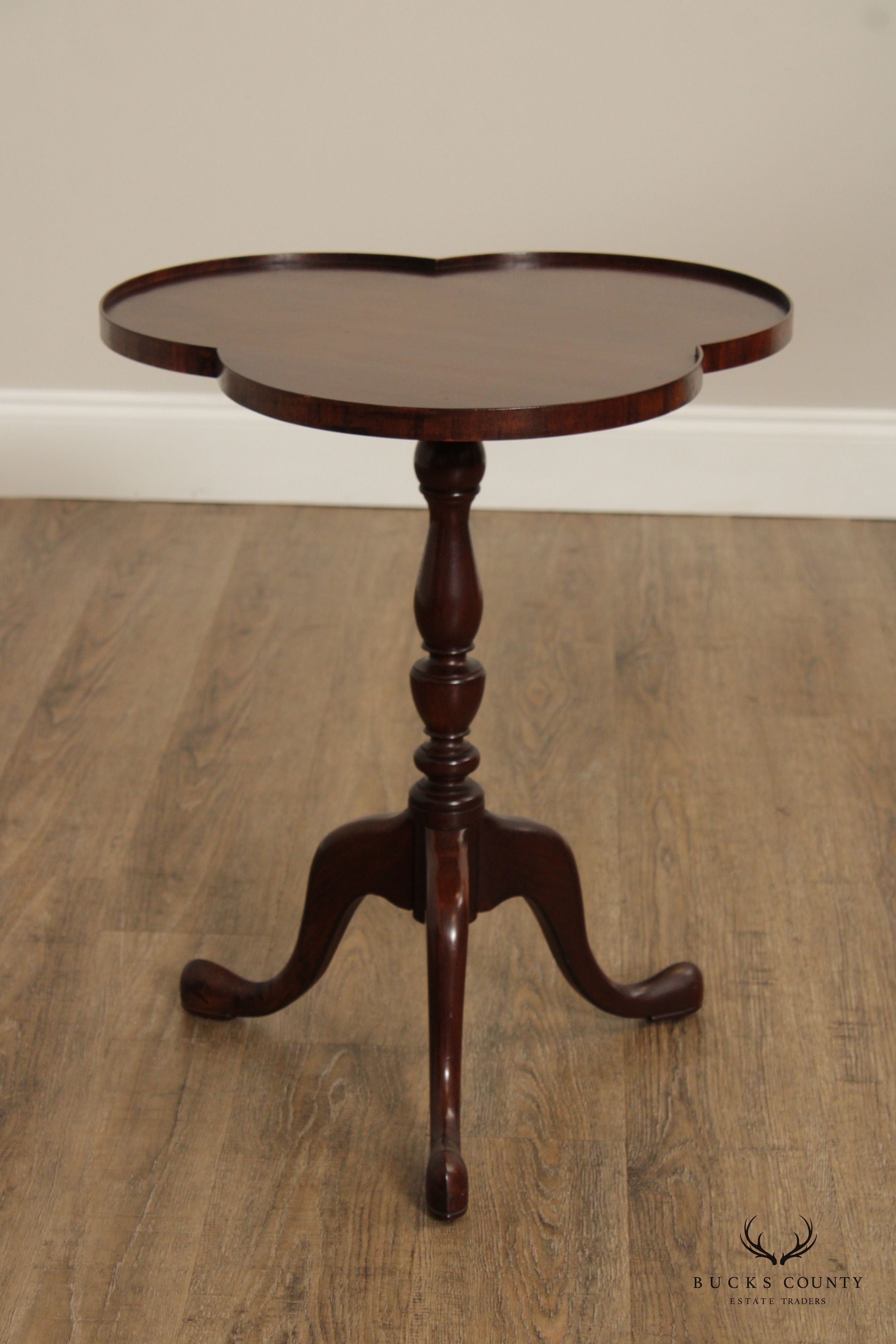 Queen Anne Style Mahogany Trefoil Tea Table