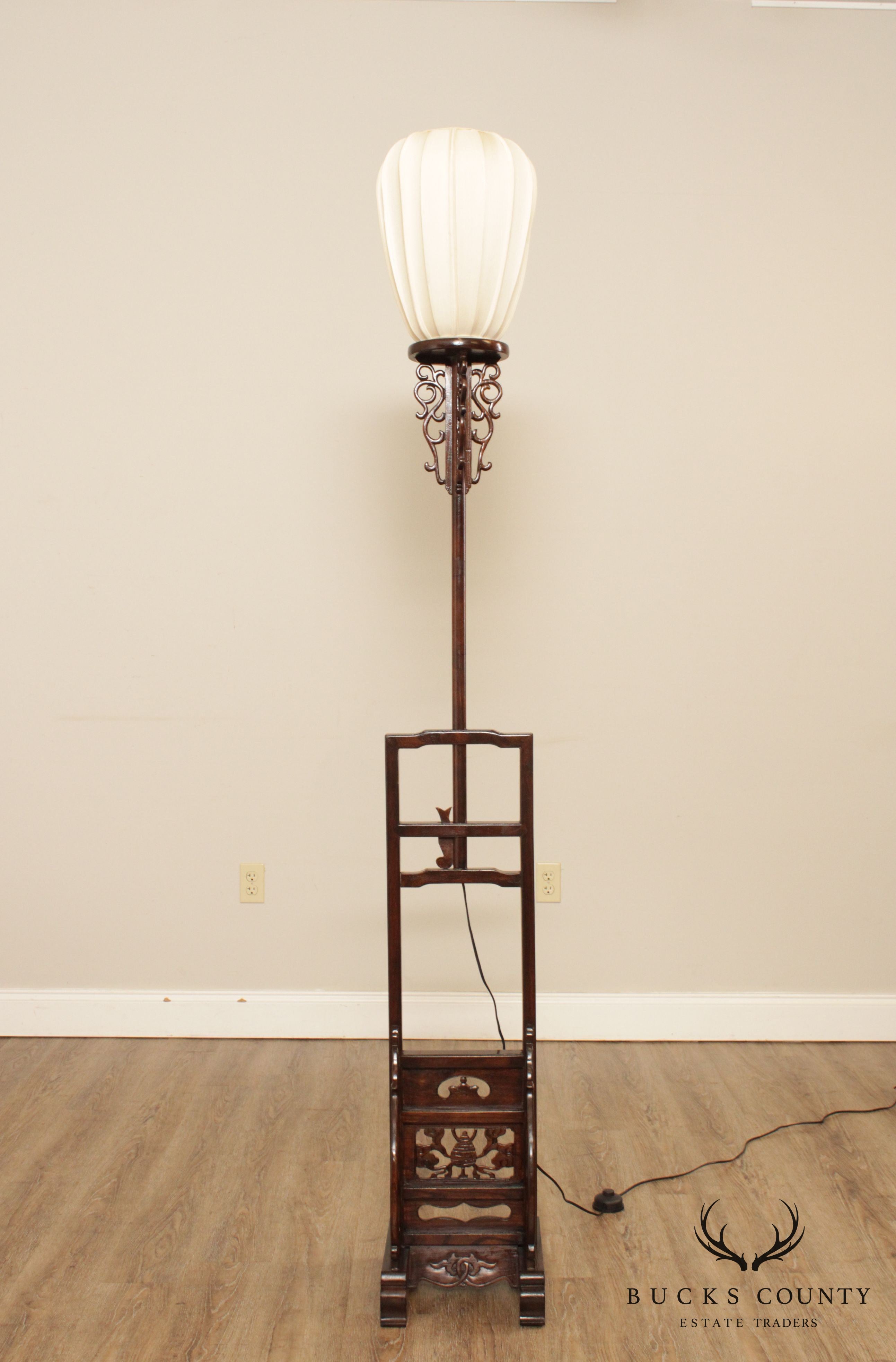 Vintage Chinese Hardware Adjustable Floor Lamp