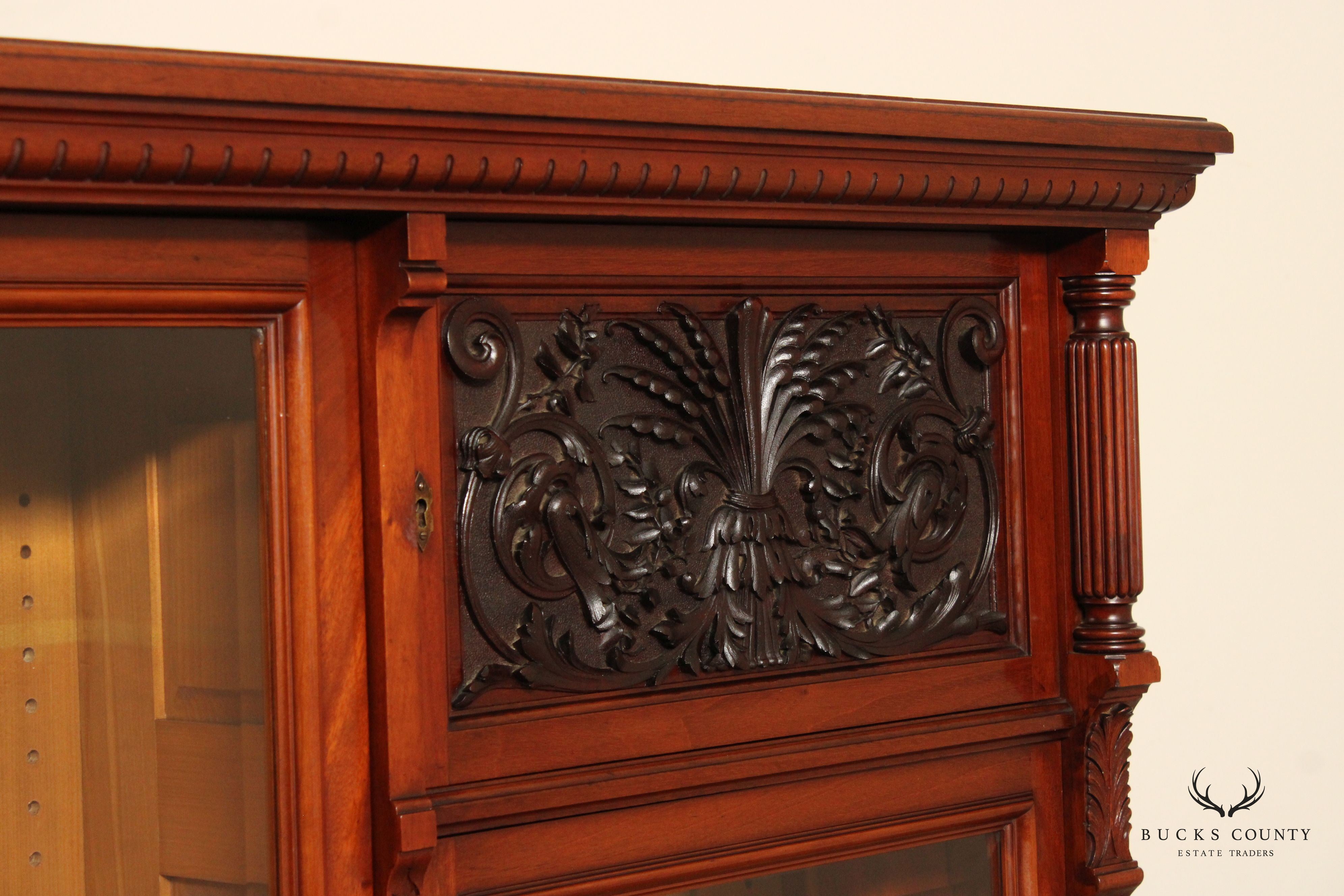 Antique Renaissance Revival Carved Mahogany Bookcase