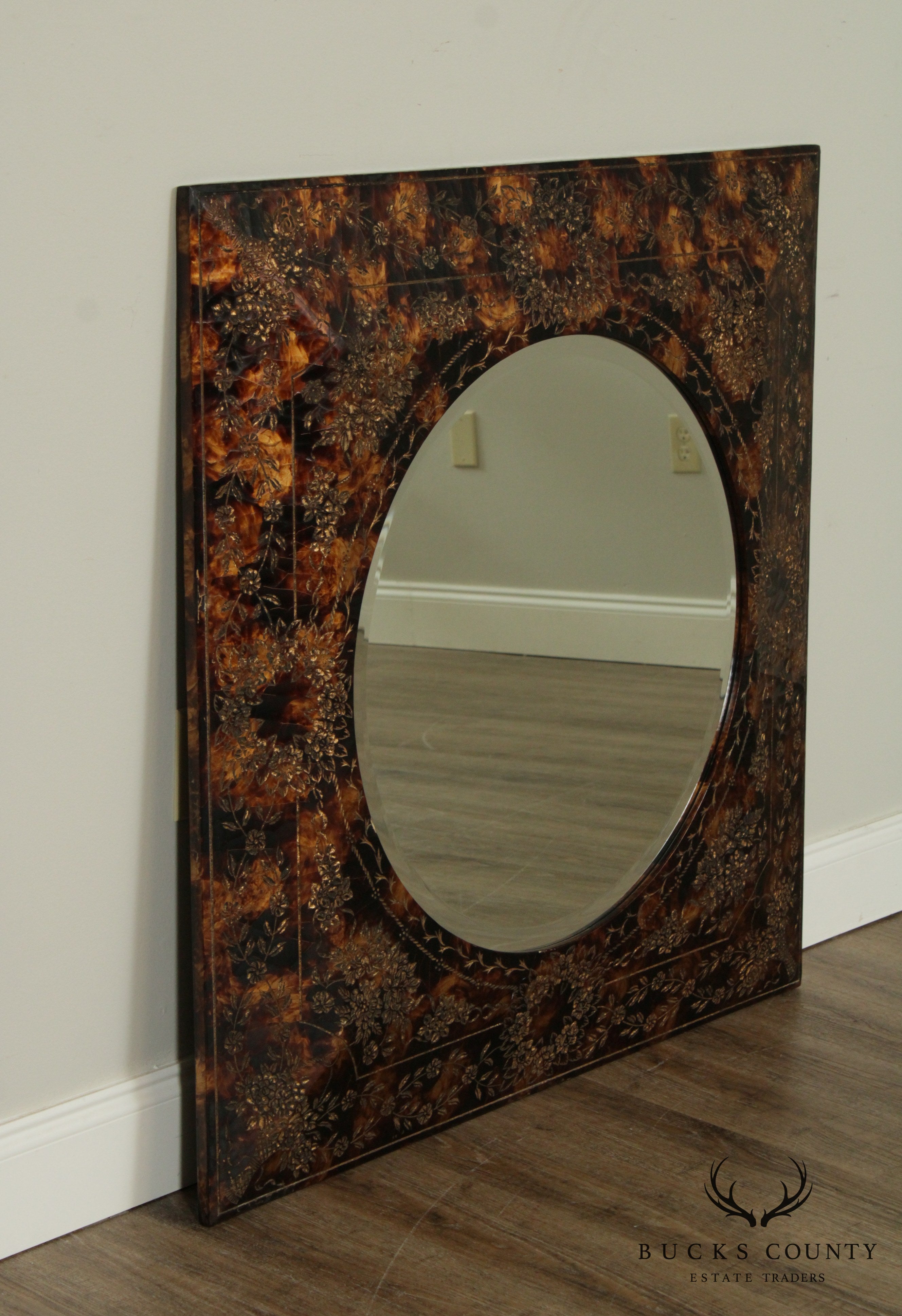 Maitland Smith Faux Tortise Shell Painted Wall Mirror