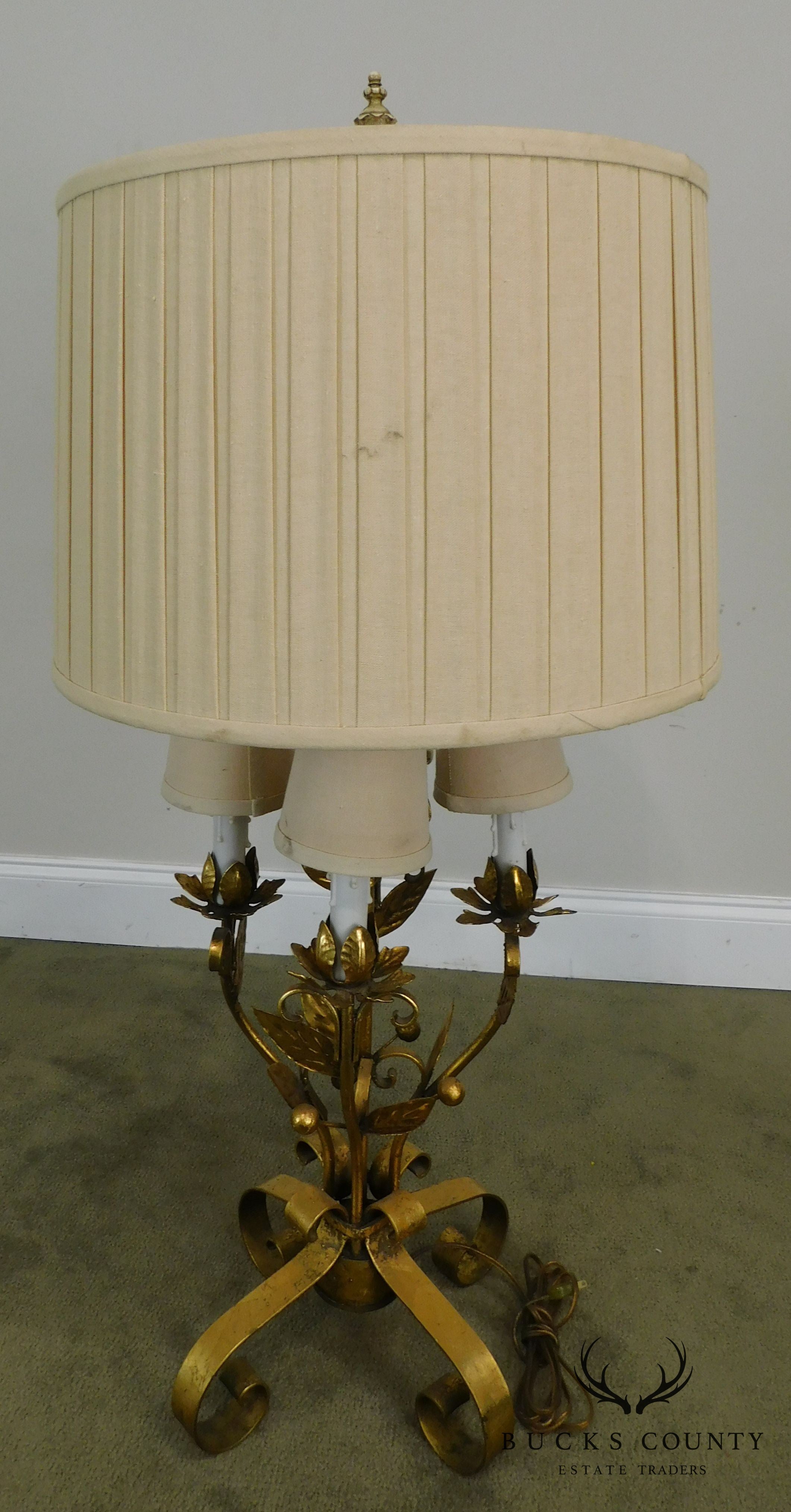 Italian Gilt Metal Candelabra Lamp