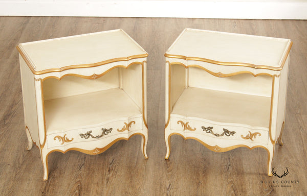 John Widdicomb French Provincial Style Pair of Open Nightstands