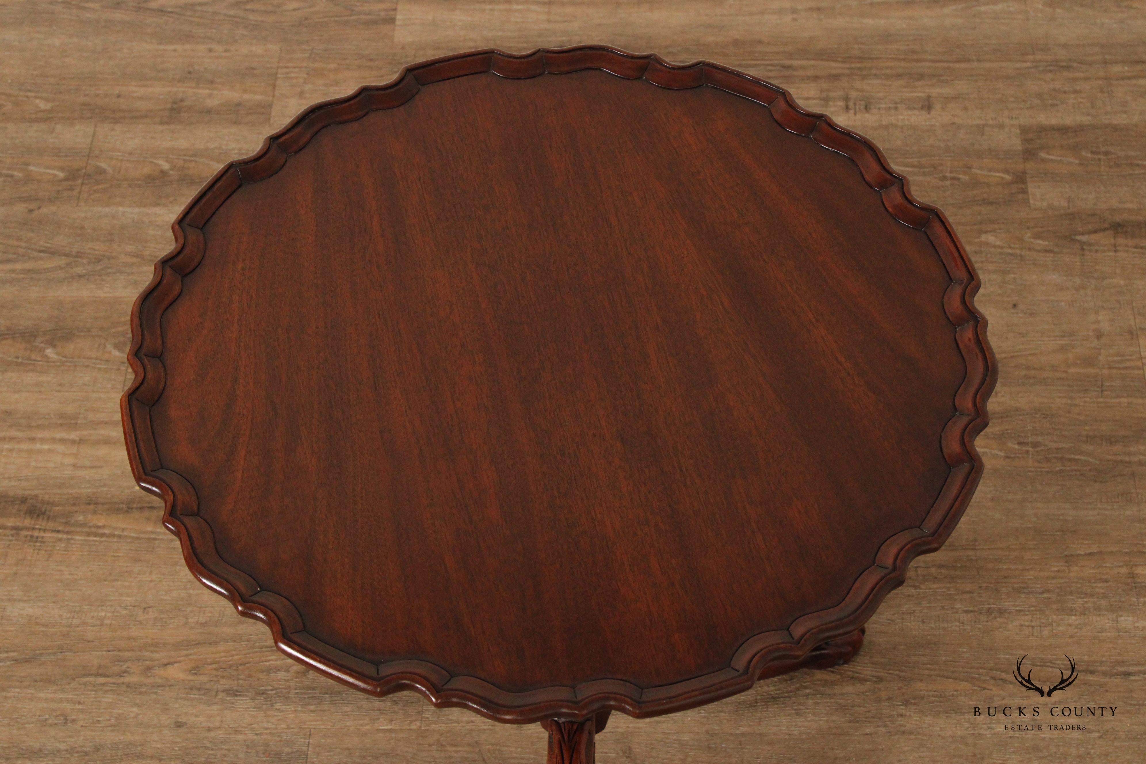 Henkel Harris Chippendale Style Mahogany Tilt Top Pie Crust Table