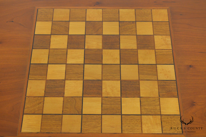 Hand Crafted Solid Cherry Wood Checkerboard Top Game Table by F. G. Harrison III