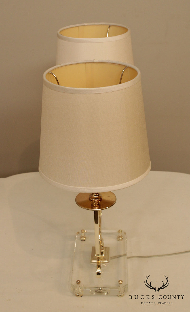 Vintage Silvered Desk Lamp with Lucite Base