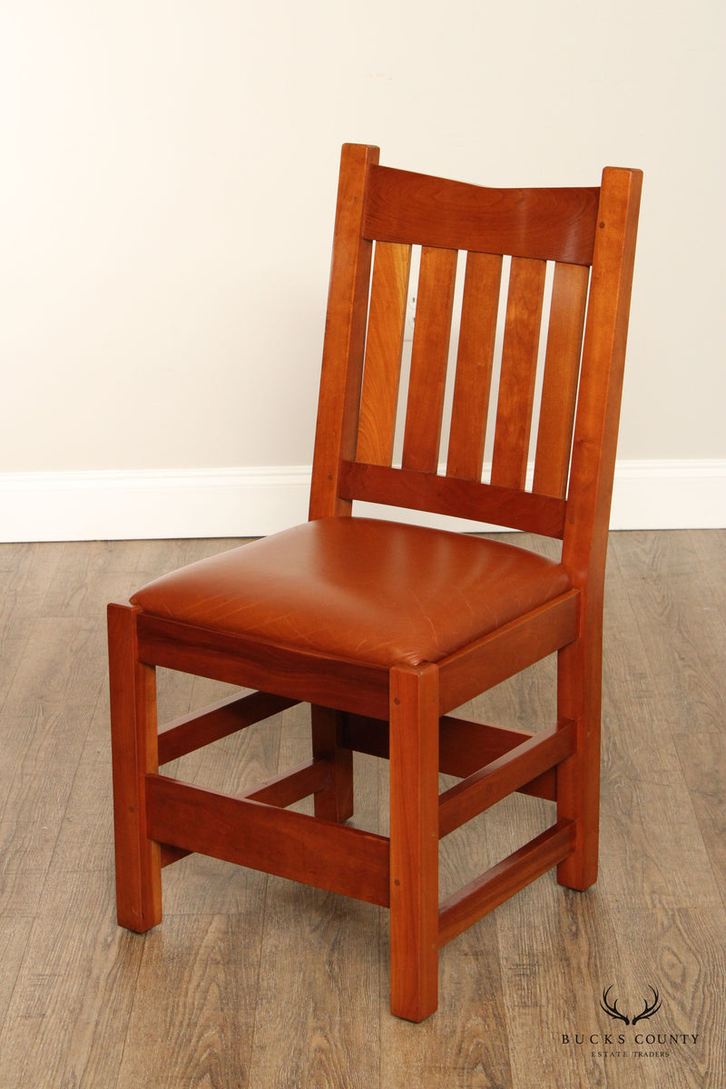 Stickley Mission Collection Set of Six Cherry V-Back Dining Chairs