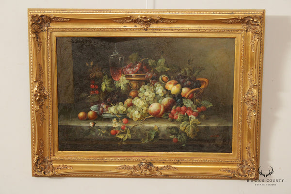Vintage 20th C. Fruit Still Life Original Oil Painting, Signed