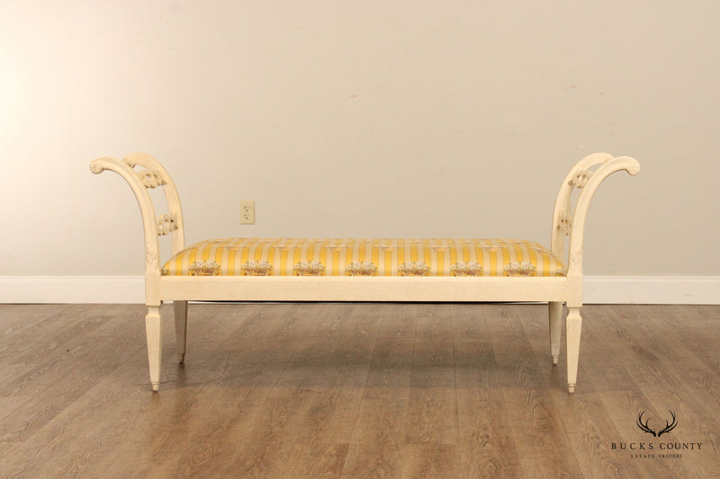 French Country Style Distress Painted Window Bench
