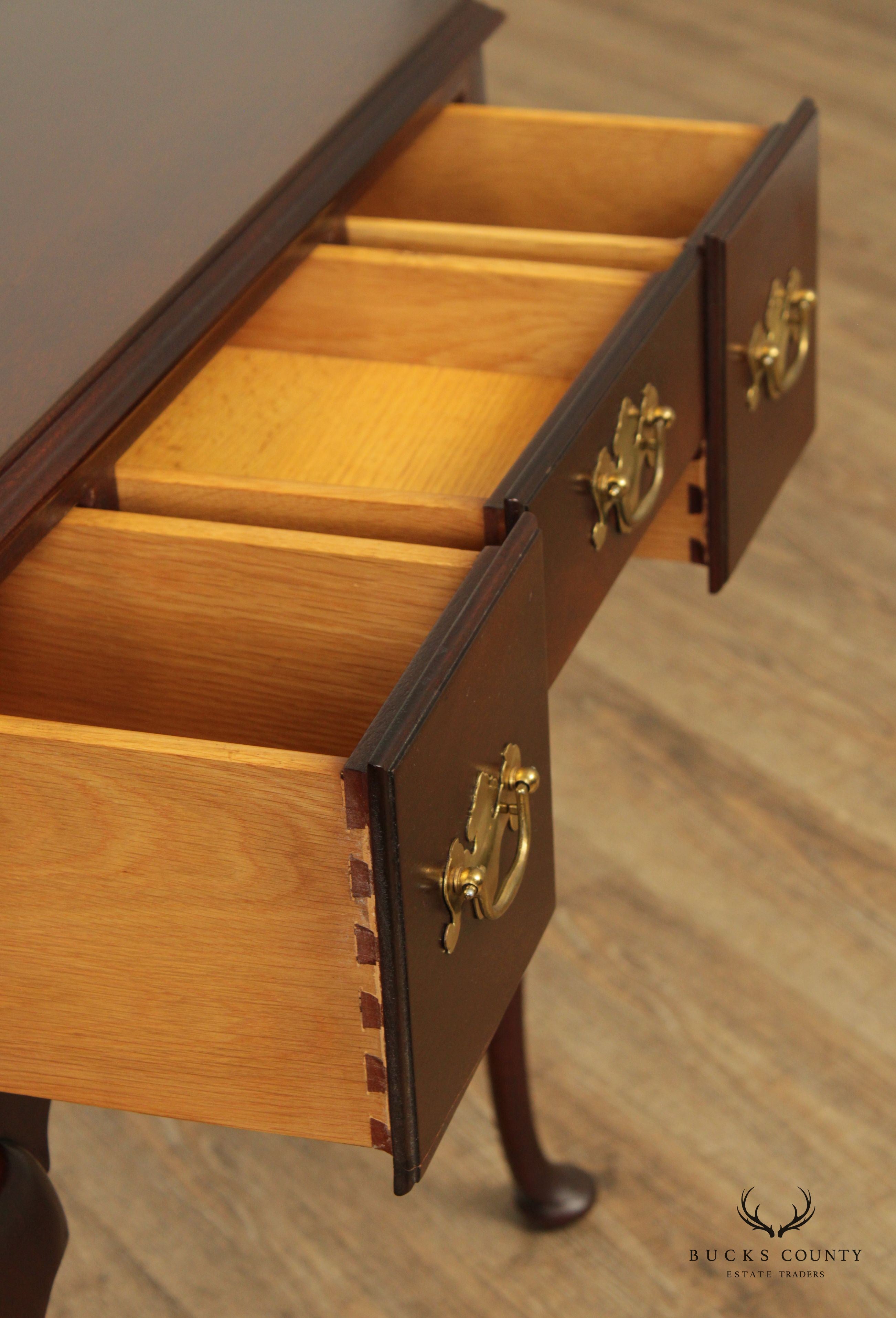 Queen Anne Style Mahogany Three-Drawer Lowboy