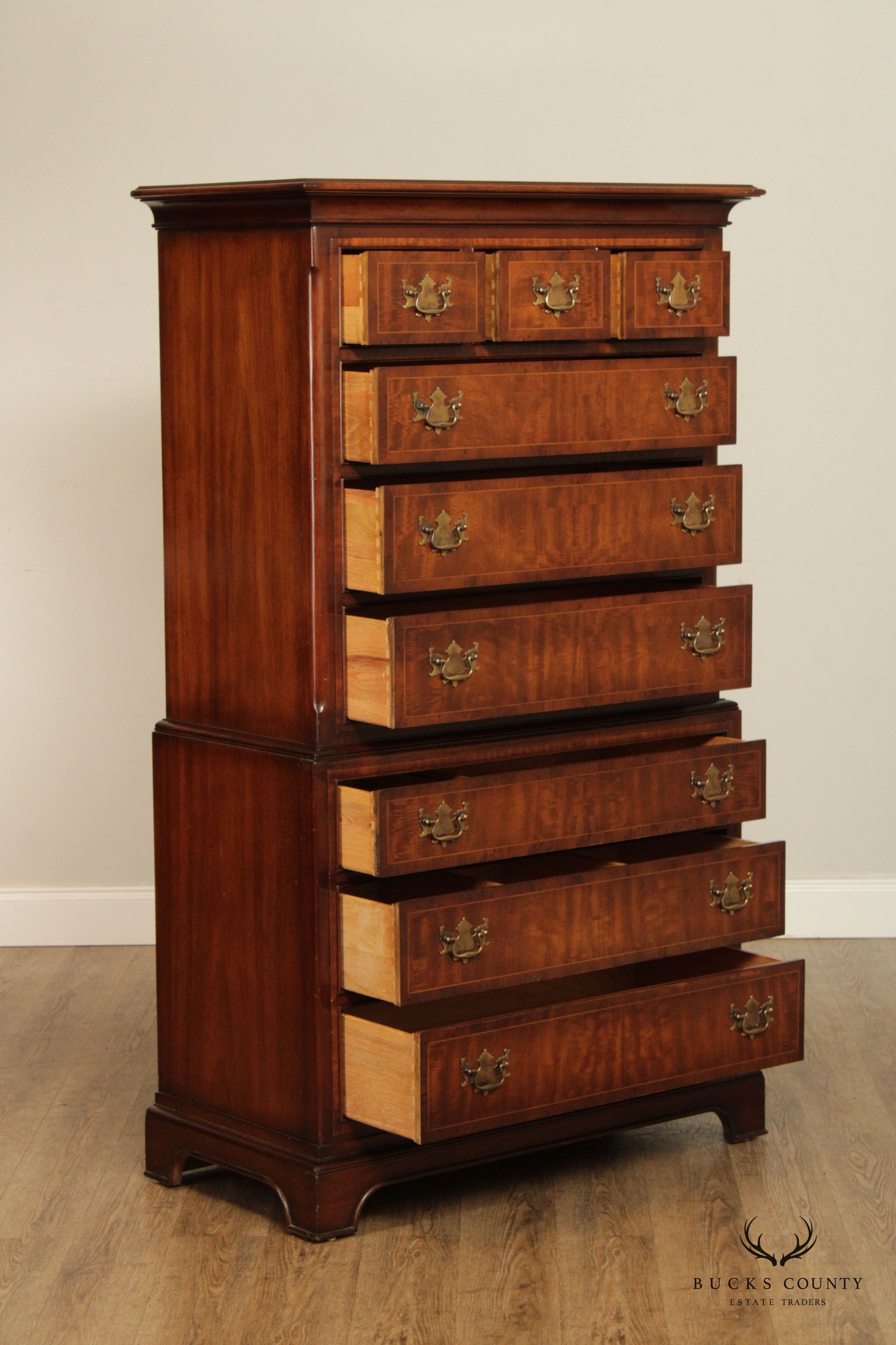 Davis Cabinet Co. Chippendale Style Mahogany Chest on Chest