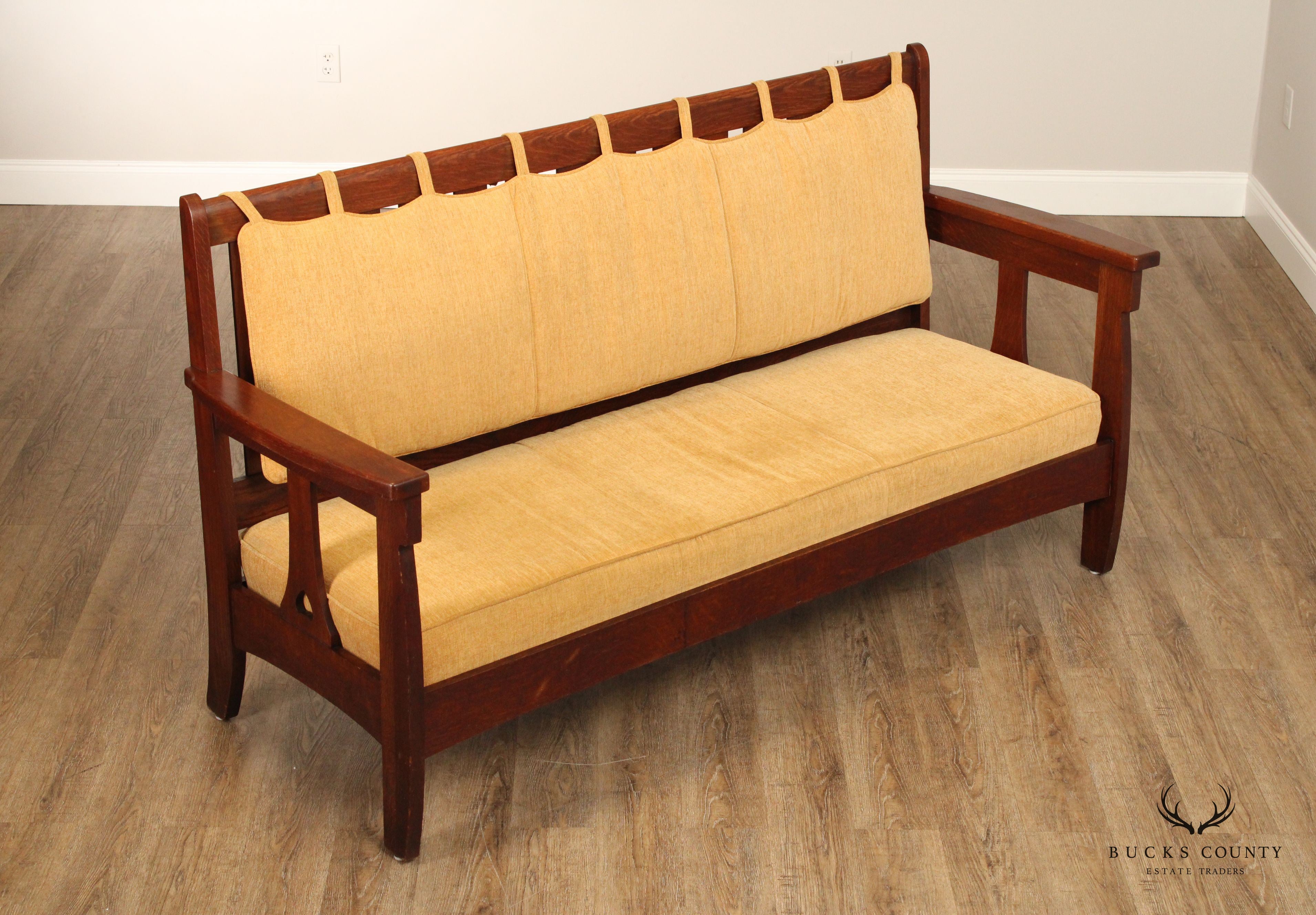 Limbert Antique Arts & Crafts Oak Settle Sofa