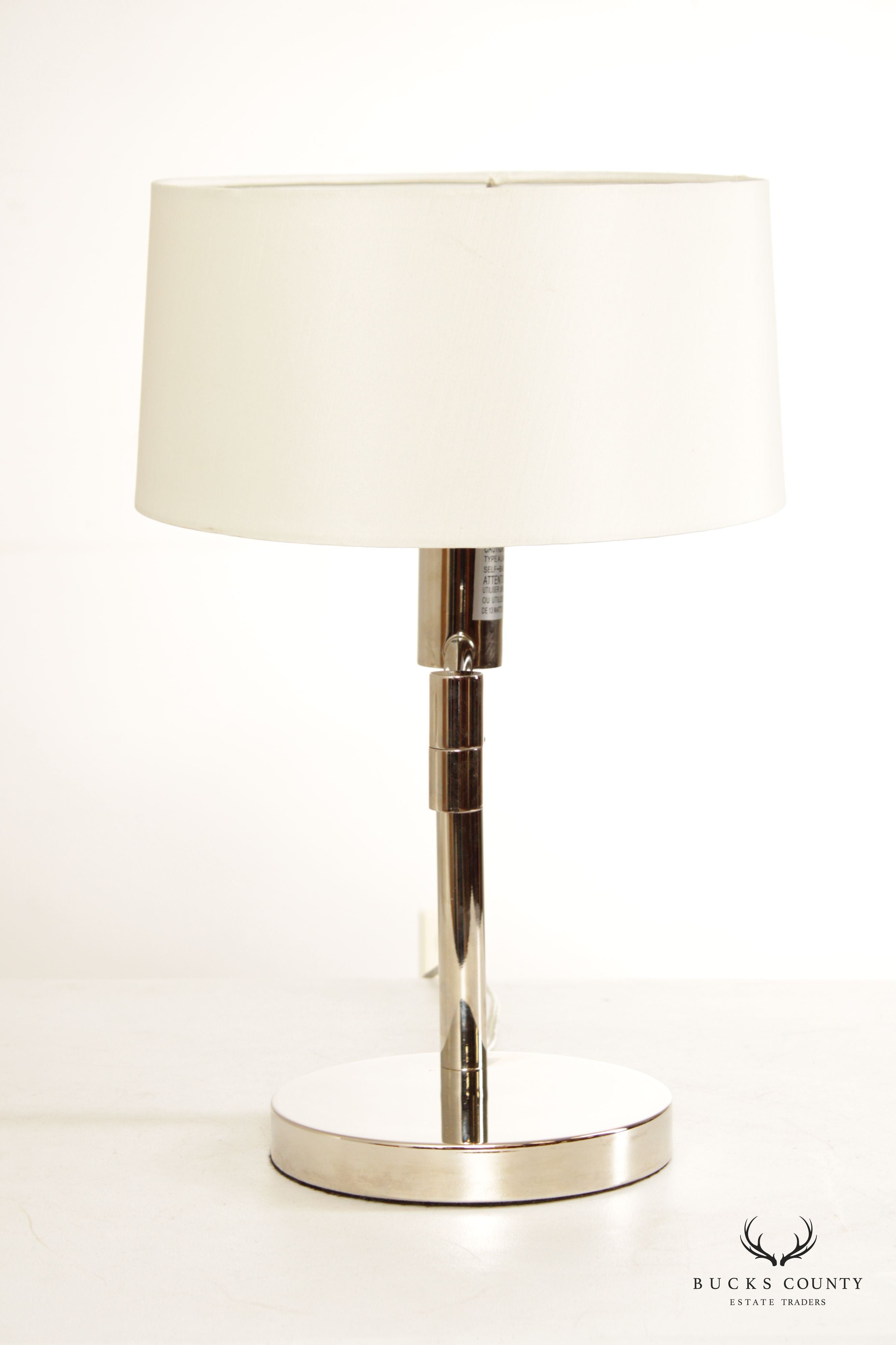 Ralph Lauren Modern Pair of Chrome Swing Arm Table Lamps