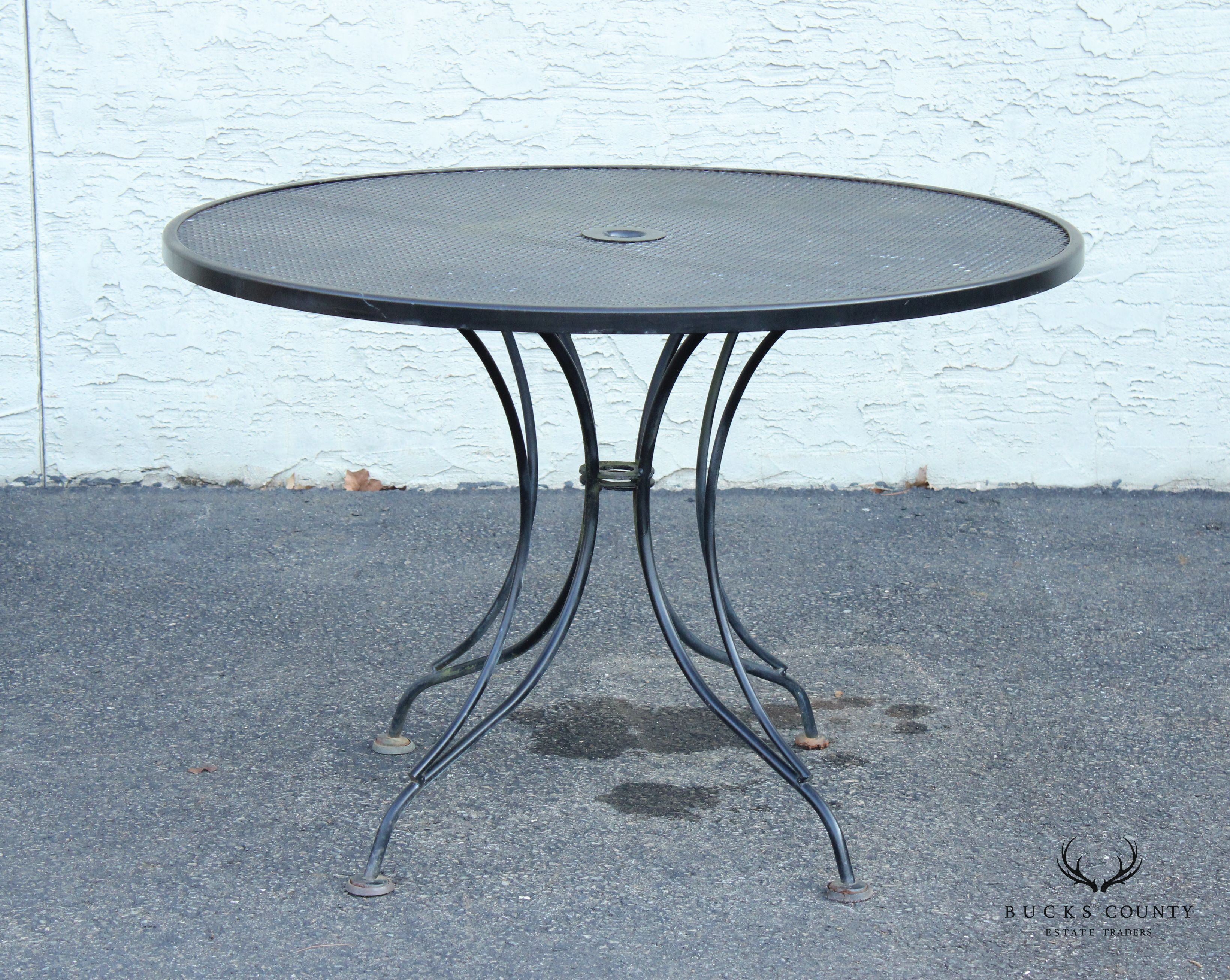 Vintage 42 Inch Round Wrought Iron Outdoor Patio Dining Table