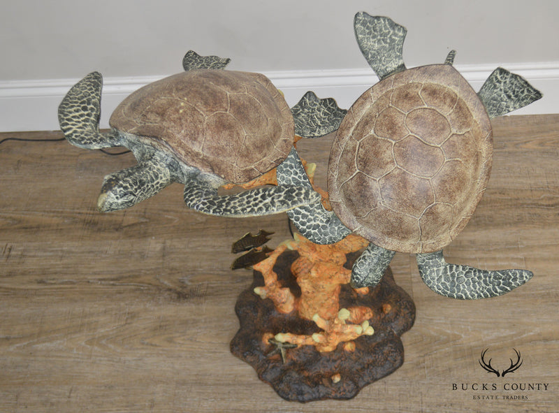 Sea Turtle Sculpture Cast Aluminum with Bluetooth Speaker