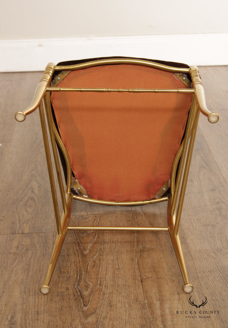 Italian Hollywood Regency Brass Chiavari Side Chair