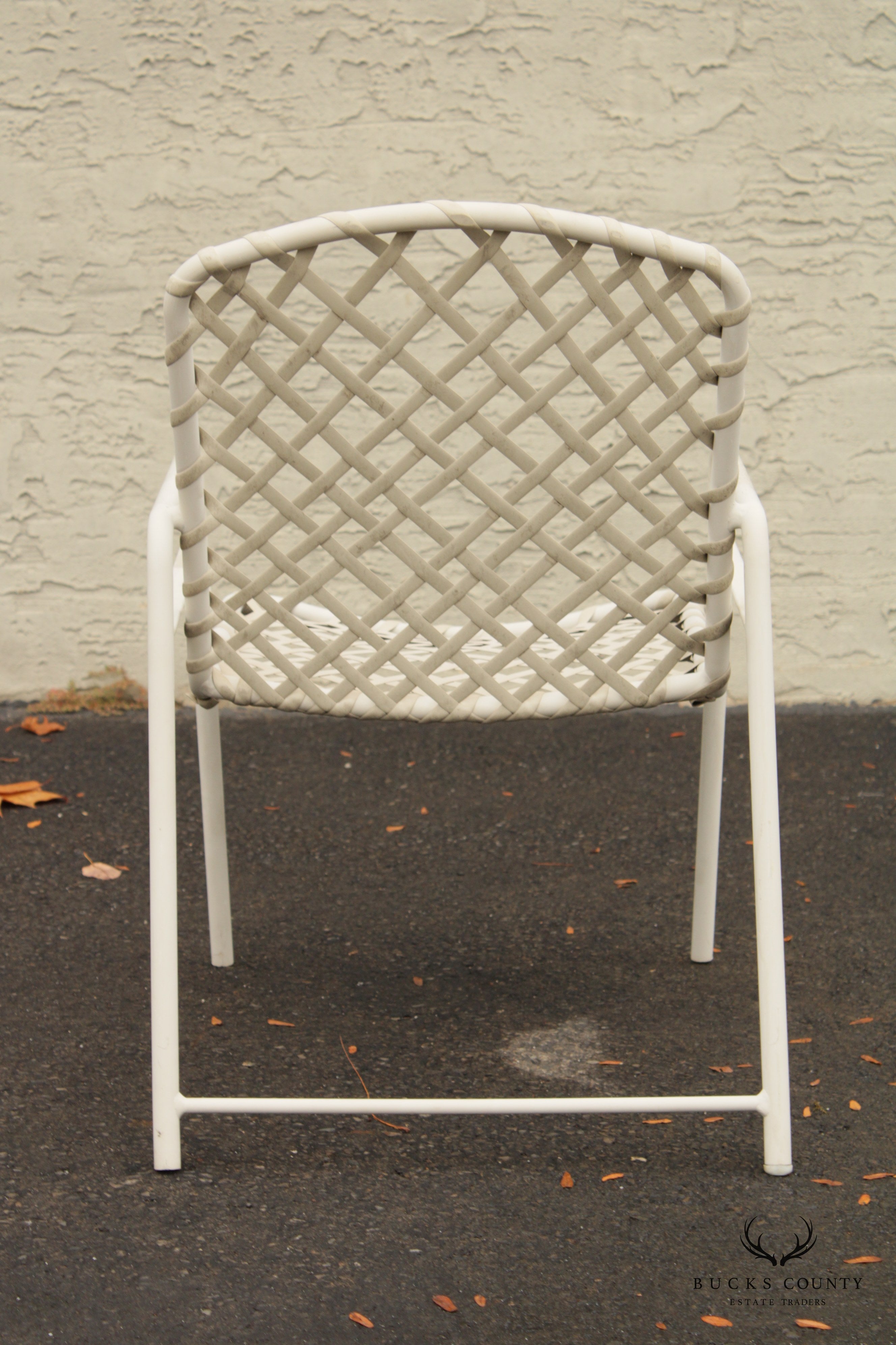 Mid Century Modern Set of Four Aluminum and Vinyl Outdoor Patio Armchairs