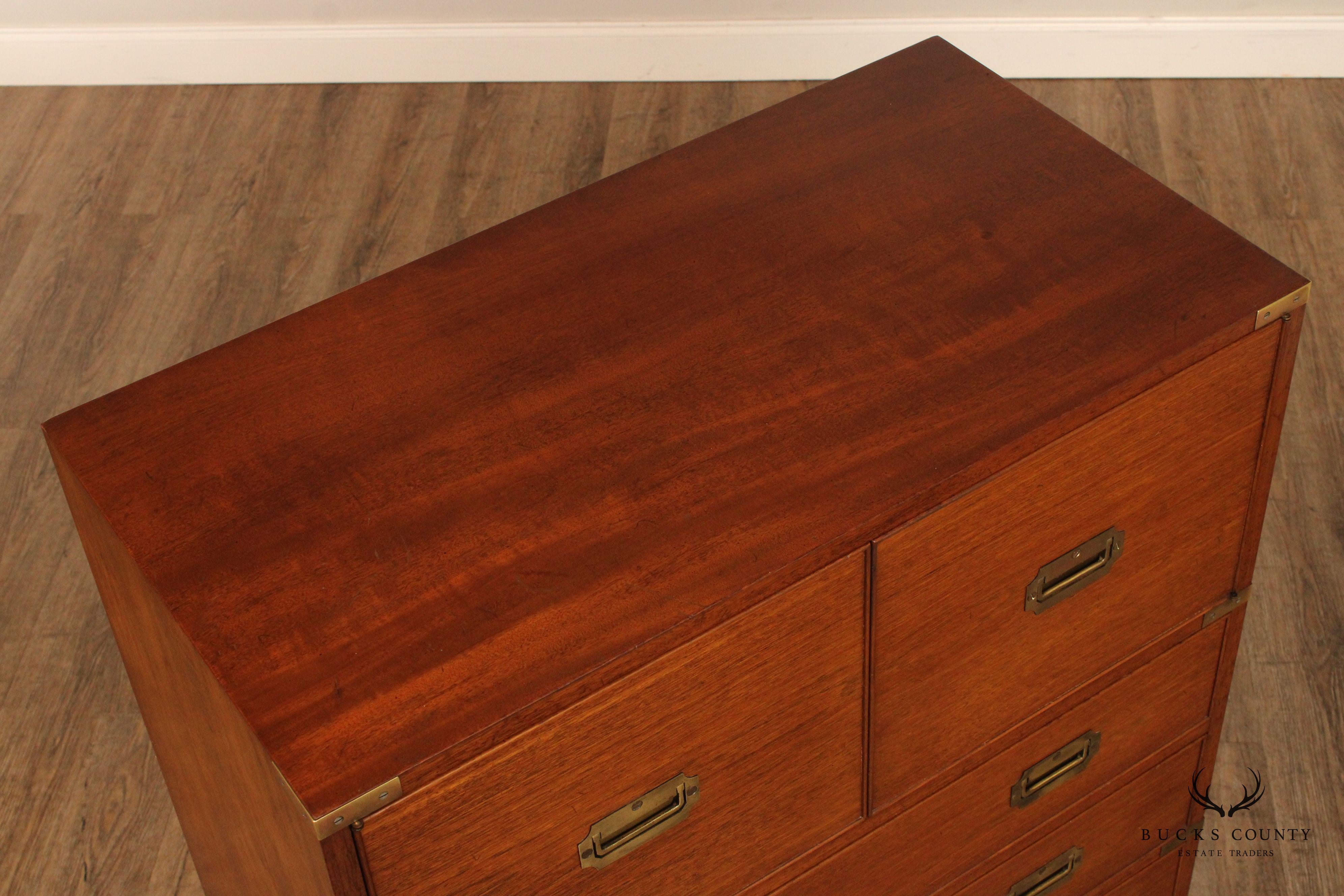 Beacon Hill Vintage Campaign Style Mahogany Tall Chest