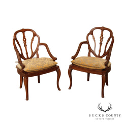 Hickory Chair French Provincial Style Pair of Cane Seat Armchairs