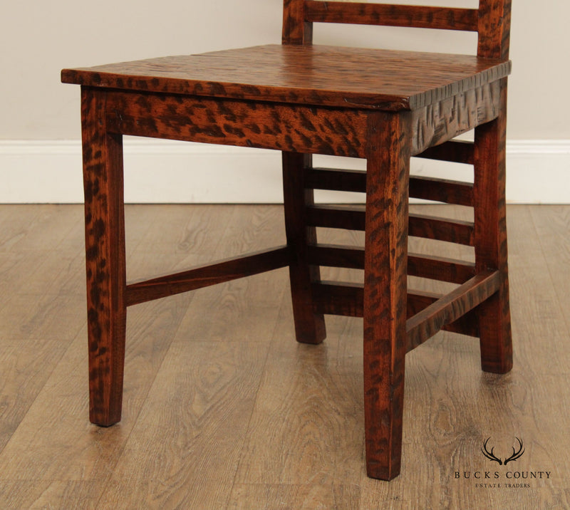 Rustic Arts and Crafts Style Set of Ten High Back Dining Chairs