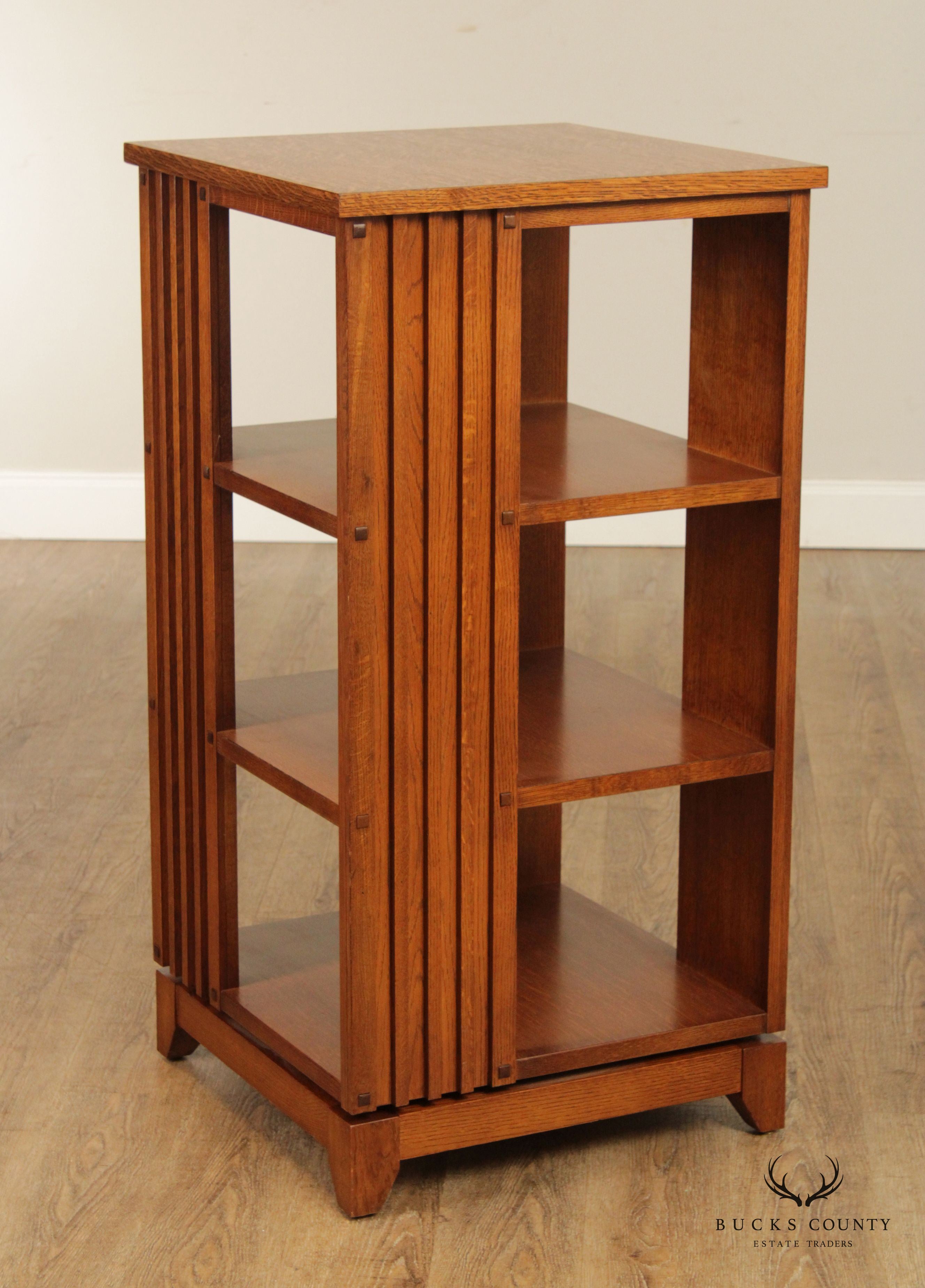 Mission Style Oak Revolving Three Tier Bookcase